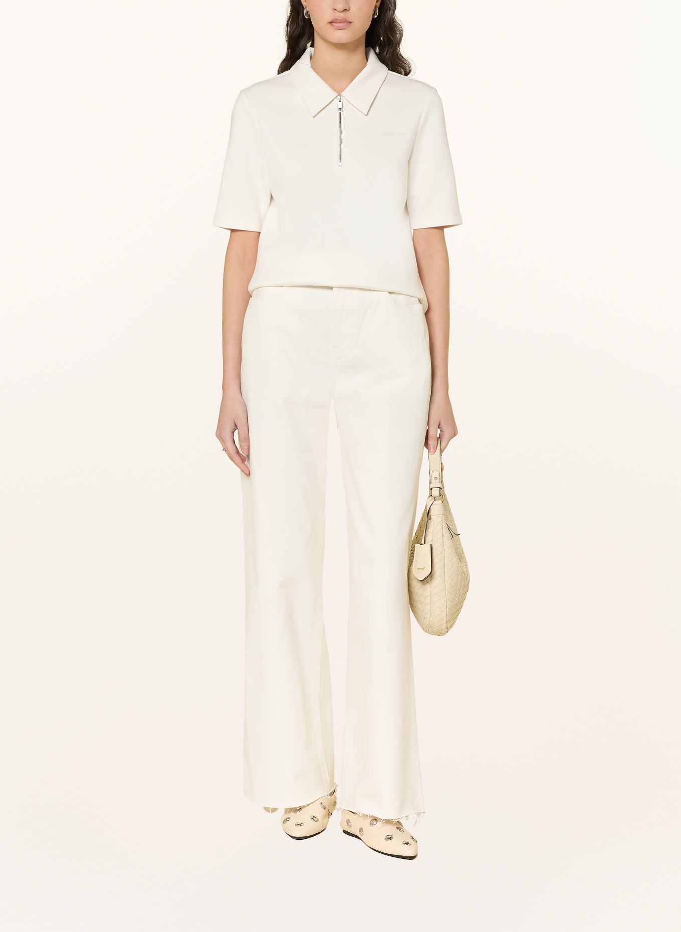 Calvin Klein Jerseyové polo tričko: KRÉMOVÁ