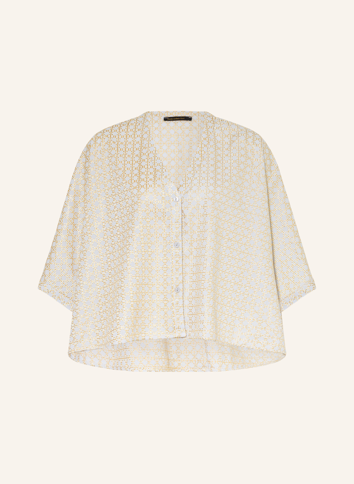 Greek Archaic Kori Blůza s 3/4 rukávem: ČERNOŠEDÁ / ZLATÁ