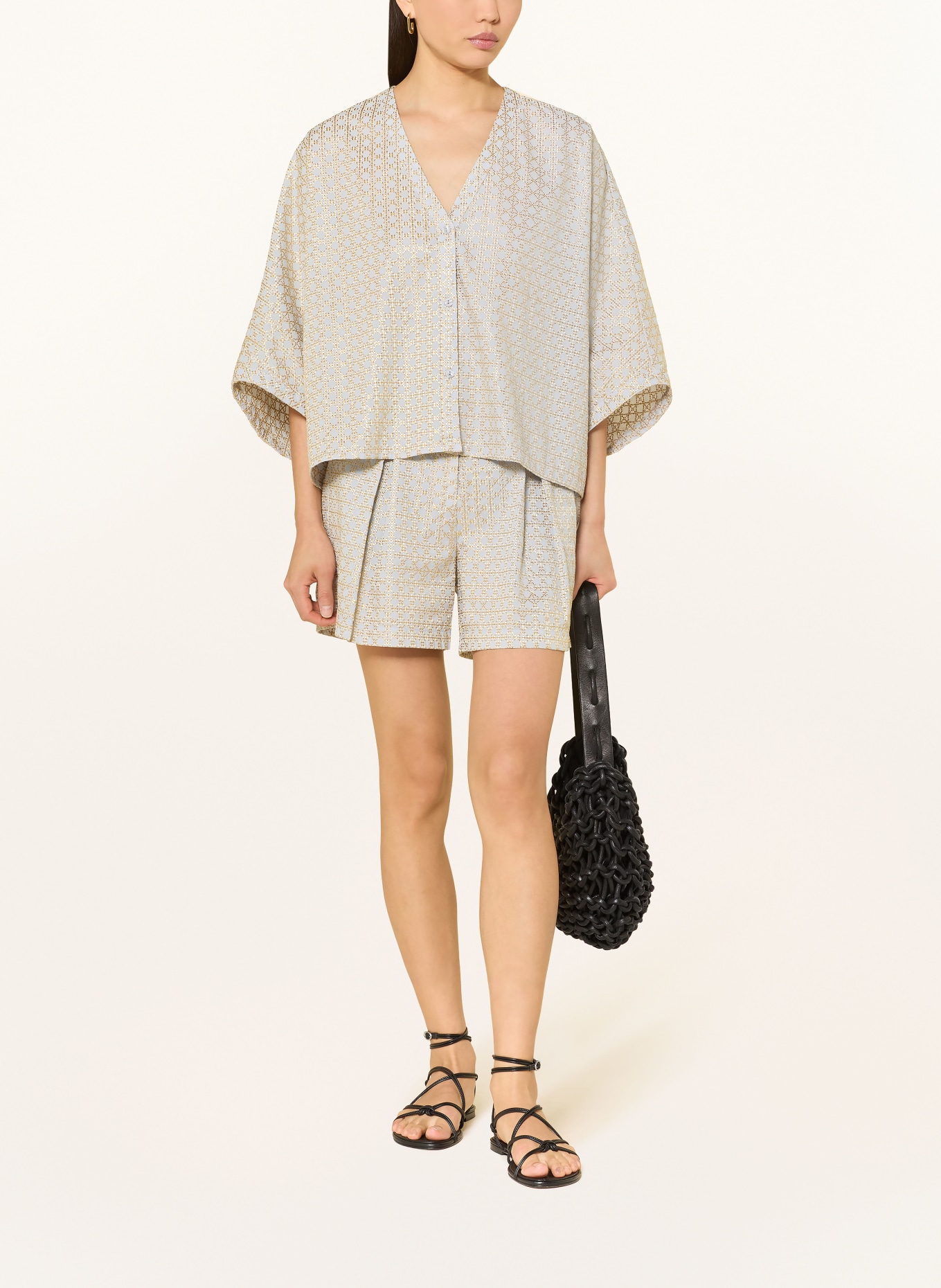 Greek Archaic Kori Blůza s 3/4 rukávem: ČERNOŠEDÁ / ZLATÁ