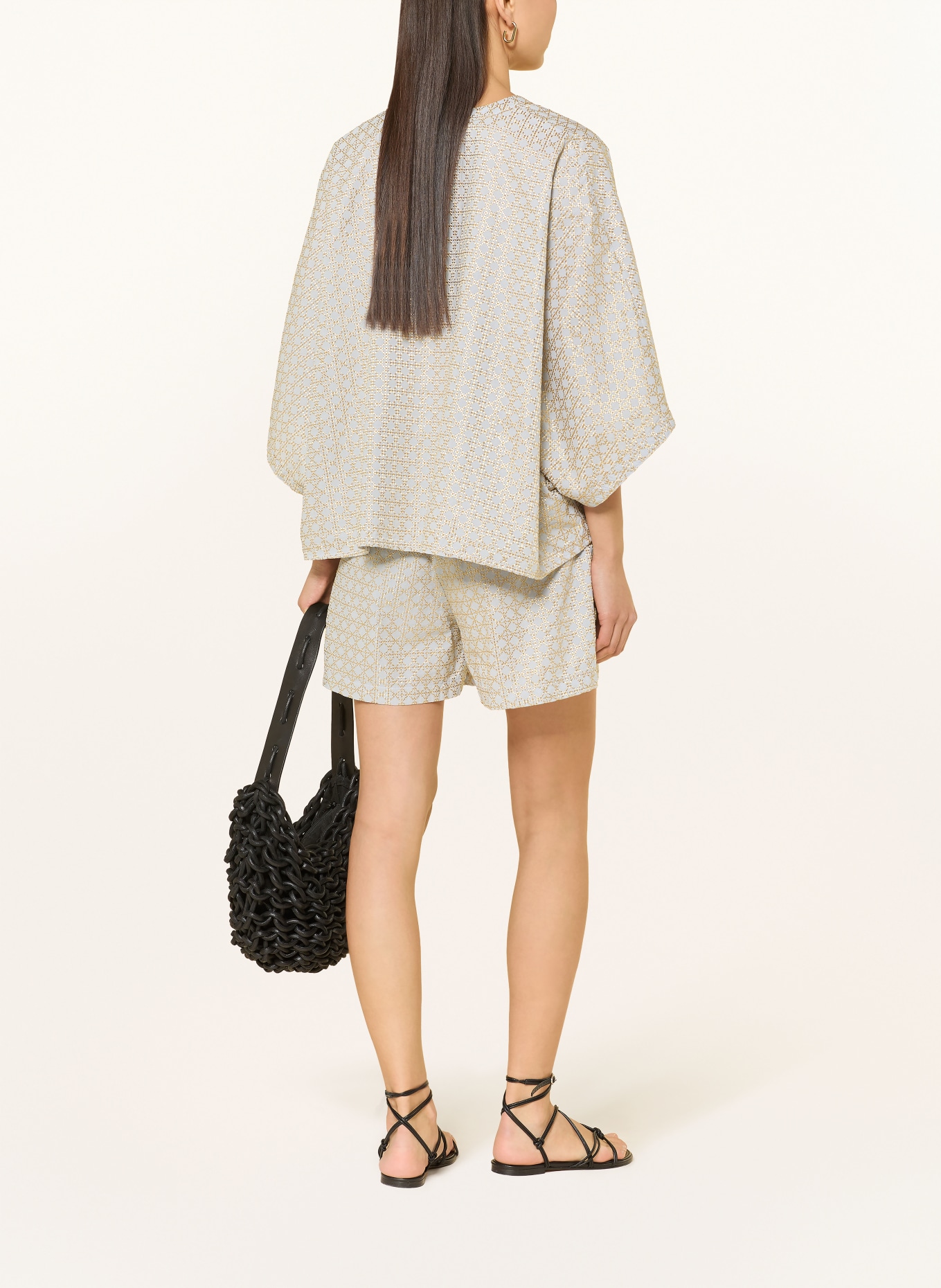 Greek Archaic Kori Blůza s 3/4 rukávem: ČERNOŠEDÁ / ZLATÁ