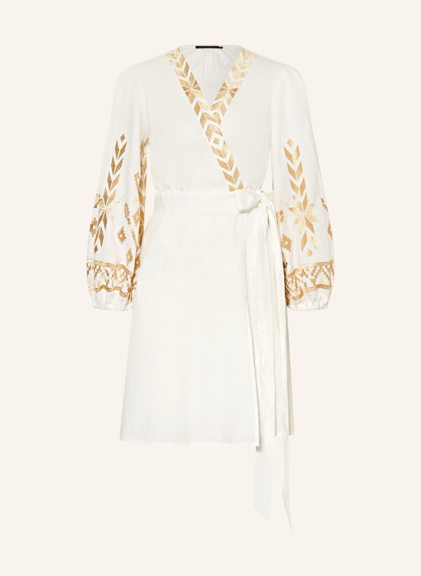 Greek Archaic Kori Strandkleid IOS aus Leinen: WEISS / GOLD