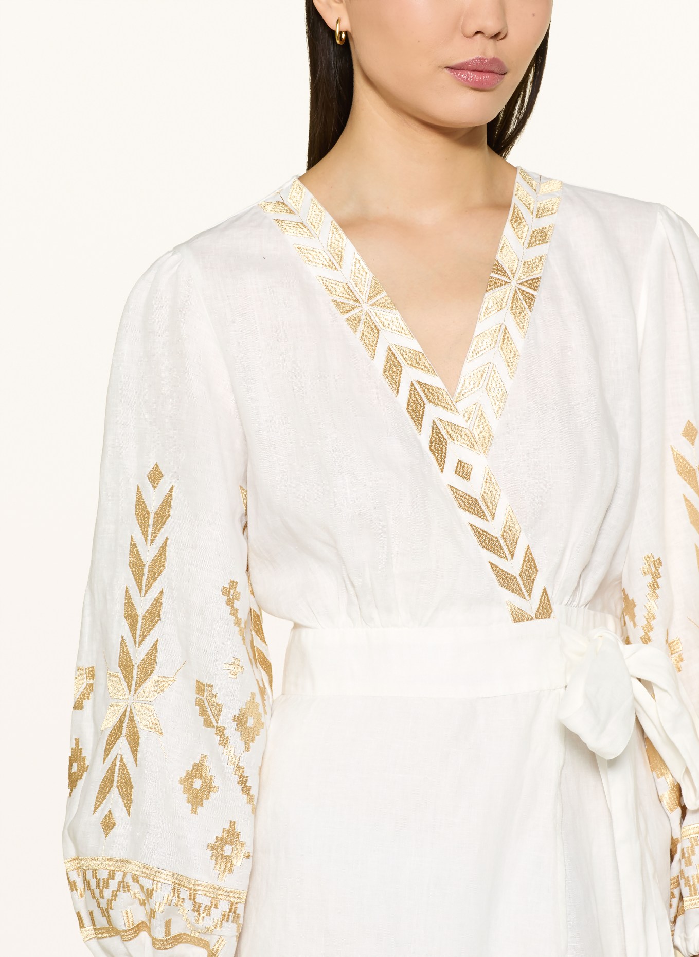 Greek Archaic Kori Strandkleid IOS aus Leinen: WEISS / GOLD