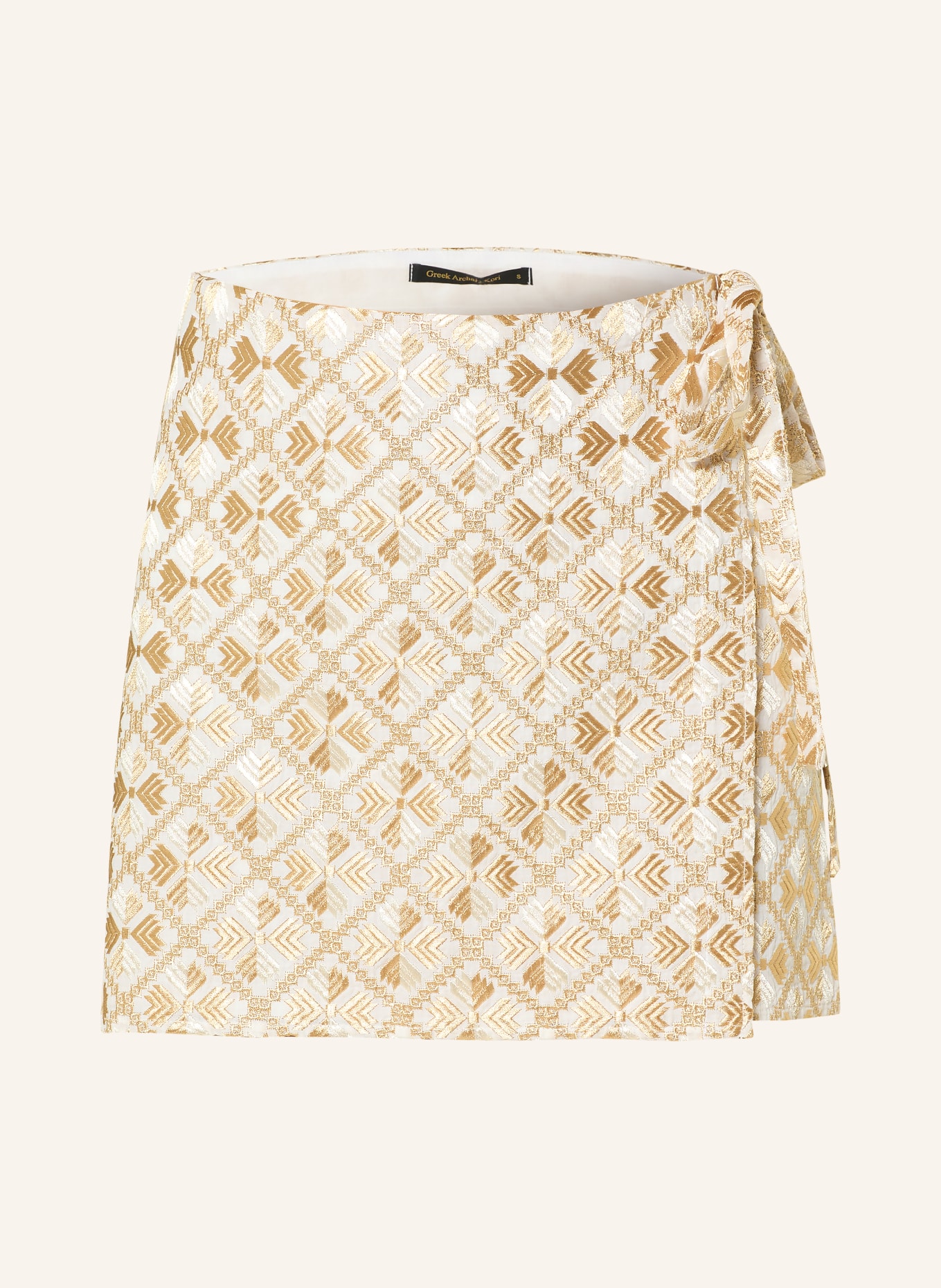 Greek Archaic Kori wrap skirt: GOLD / WHITE