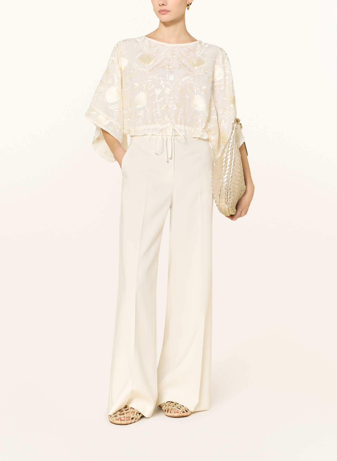 Greek Archaic Kori Cropped-Blusenshirt BLOSSOM: CREME / WEISS