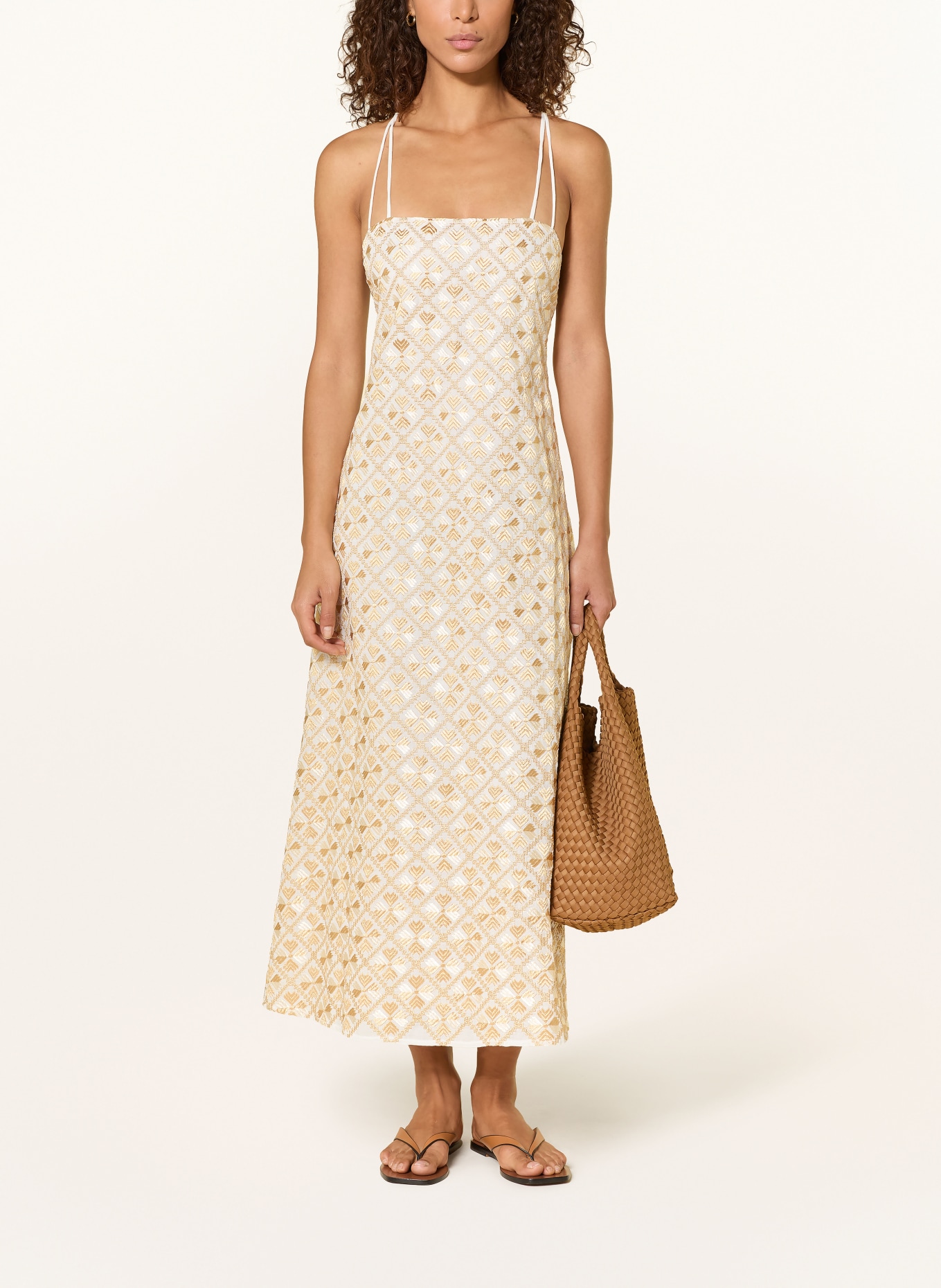 Greek Archaic Kori Plážové šaty MAXI FLAKES: KRÉMOVÁ / ZLATÁ