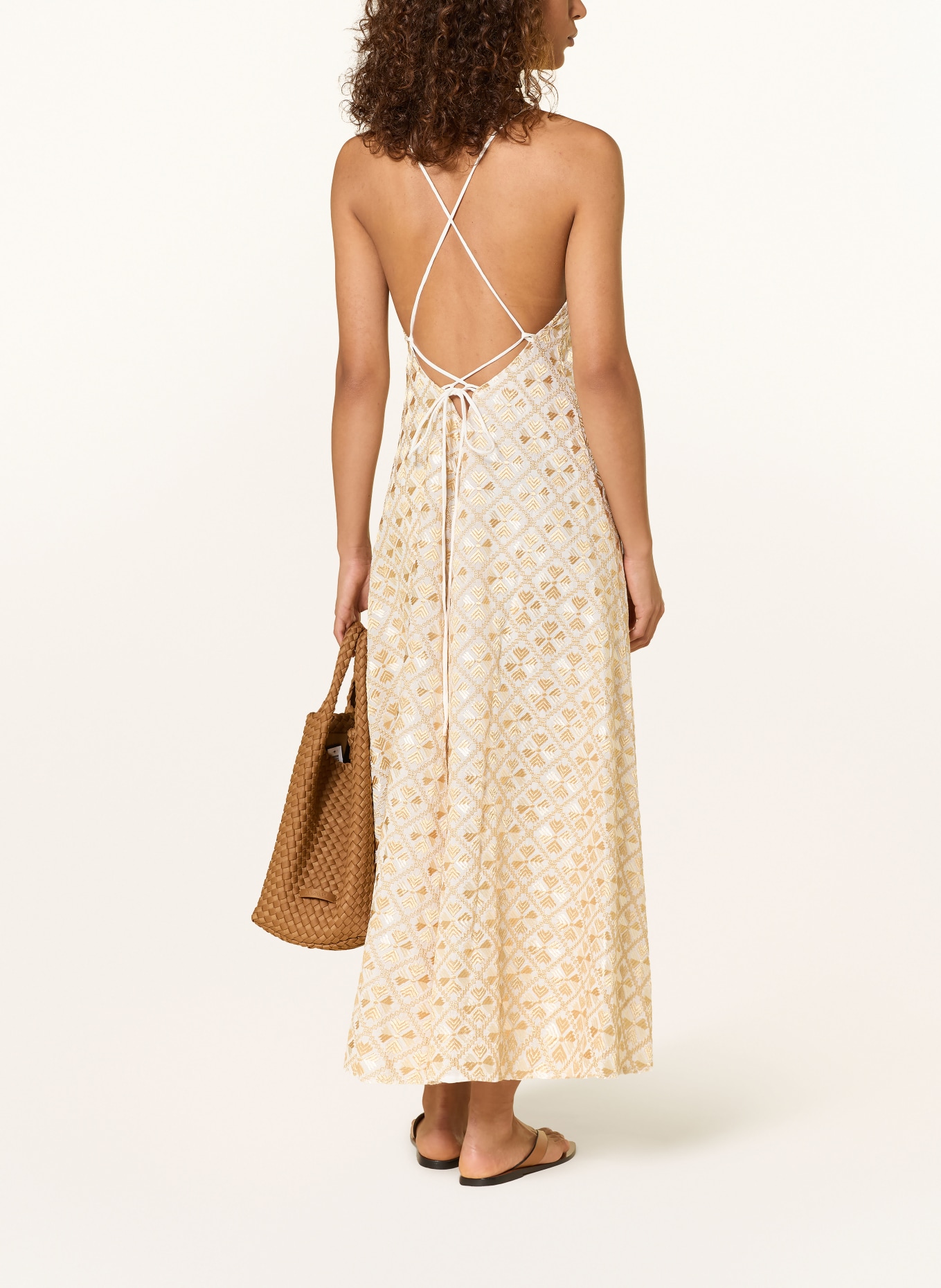 Greek Archaic Kori Plážové šaty MAXI FLAKES: KRÉMOVÁ / ZLATÁ