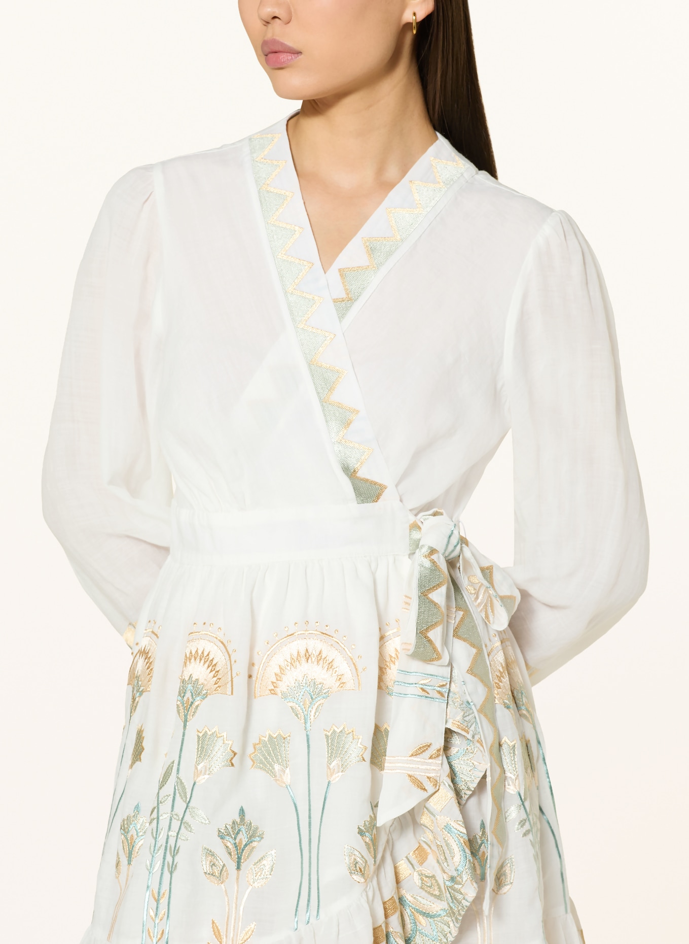 Greek Archaic Kori Beach dress MINI PAPYRUS: WHITE / GOLD / TURQUOISE