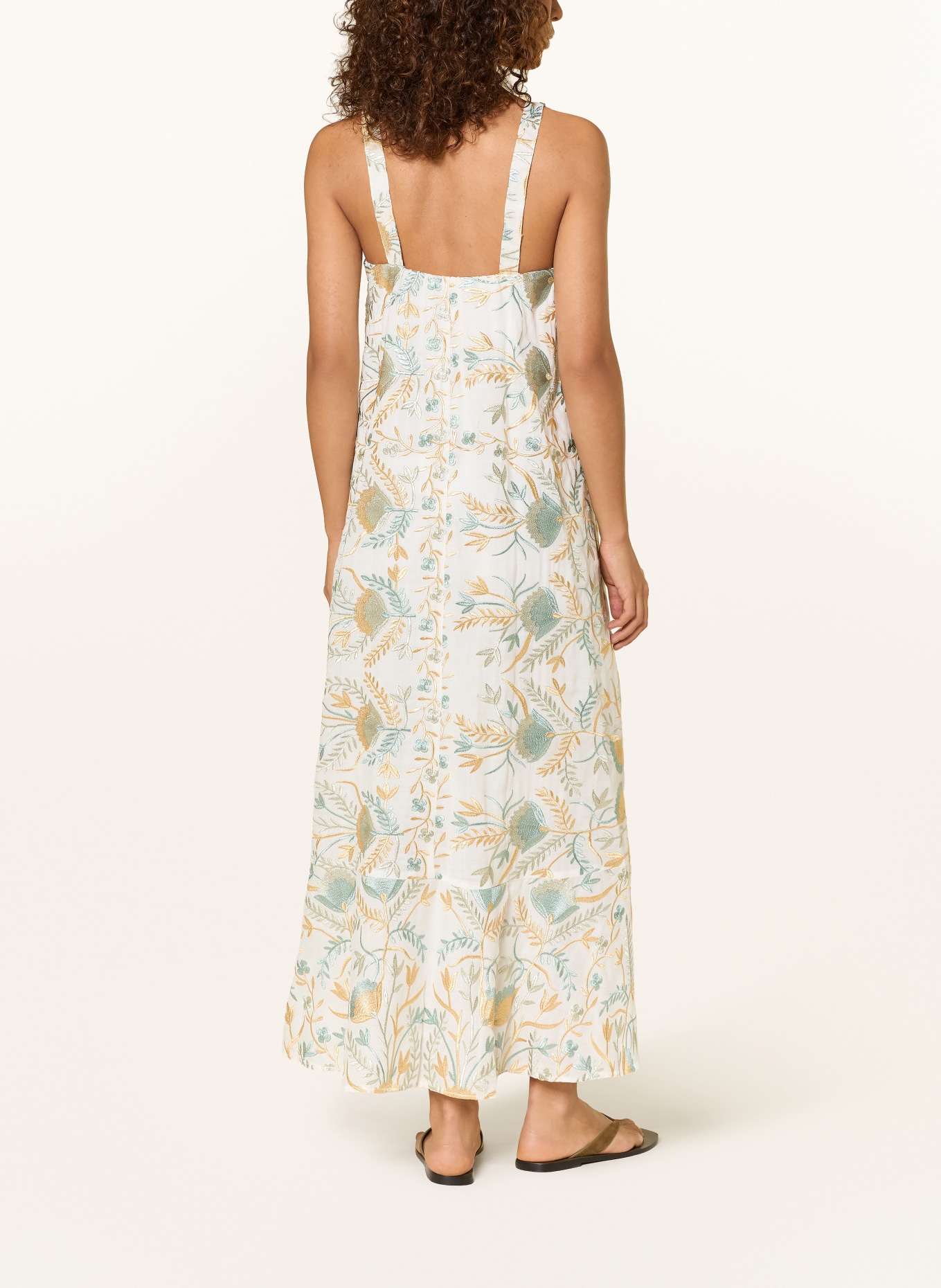 Greek Archaic Kori Plážové šaty BLOSSOM: BÍLÁ / ZLATÁ / ZELENÁ