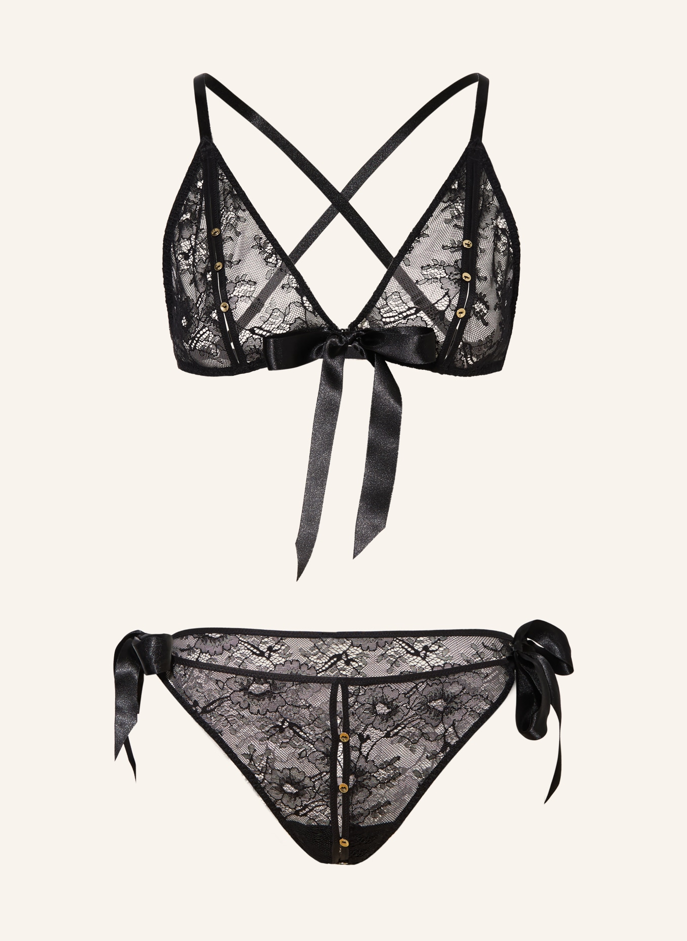 Aubade LACE INSOMNIA set: triangle bra and briefs: BLACK