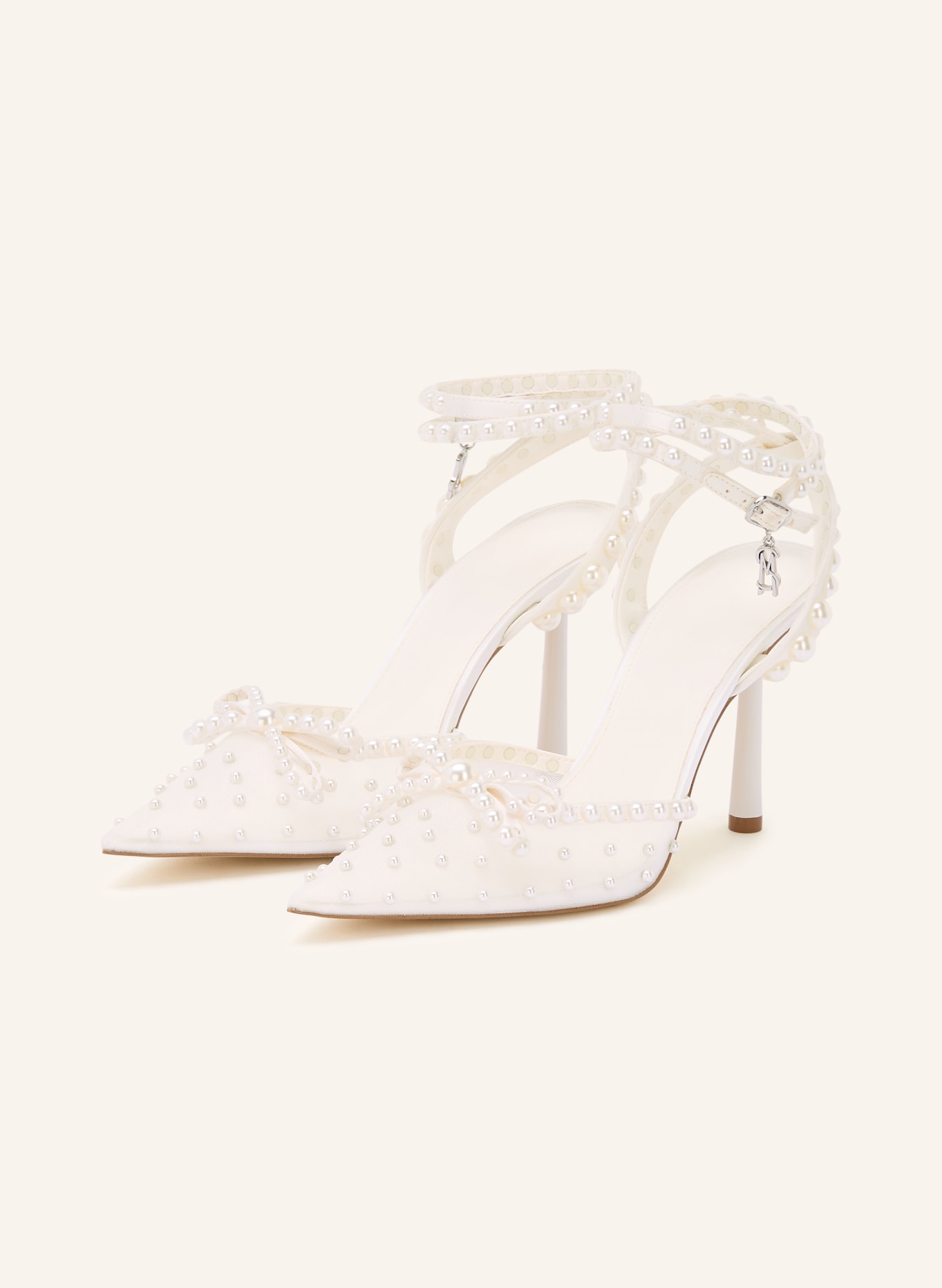 STEVE MADDEN Sling pumps with decorative pearls: ECRU