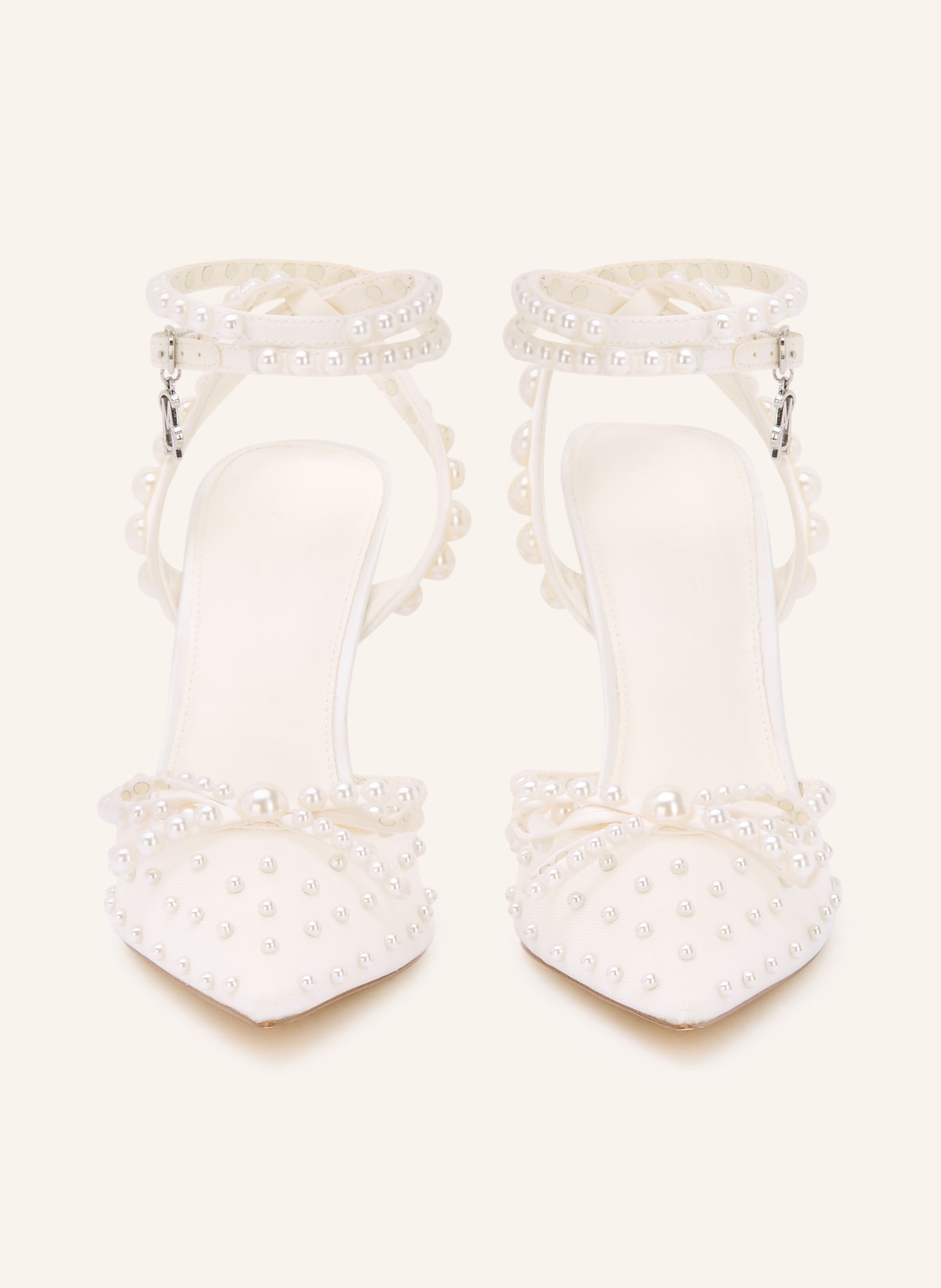 STEVE MADDEN Sling pumps with decorative pearls: ECRU