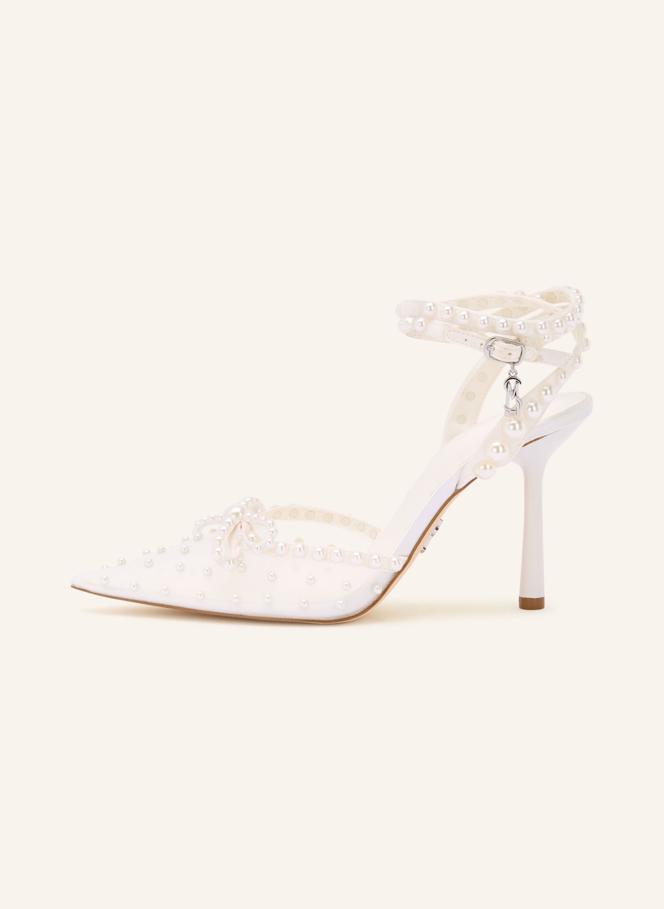 STEVE MADDEN Sling pumps with decorative pearls: ECRU