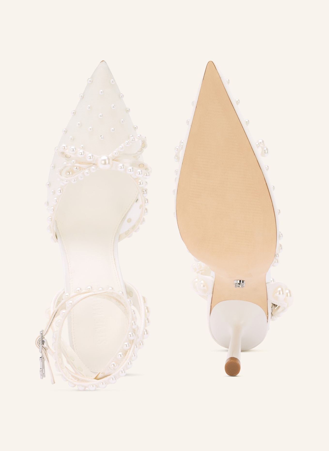 STEVE MADDEN Sling pumps with decorative pearls: ECRU