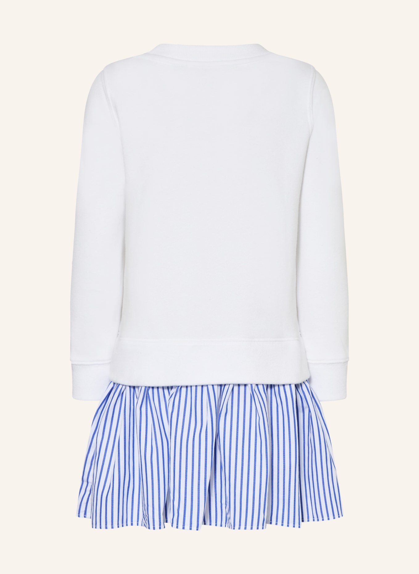 POLO RALPH LAUREN Sweatkleid im Materialmix: WEISS / DUNKELBLAU