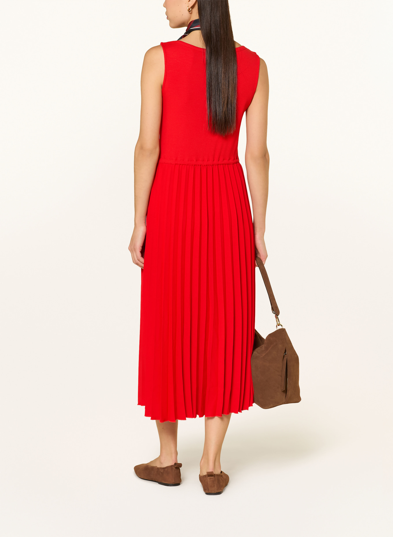 TOMMY HILFIGER Kleid im Materialmix mit Plissees: ROT