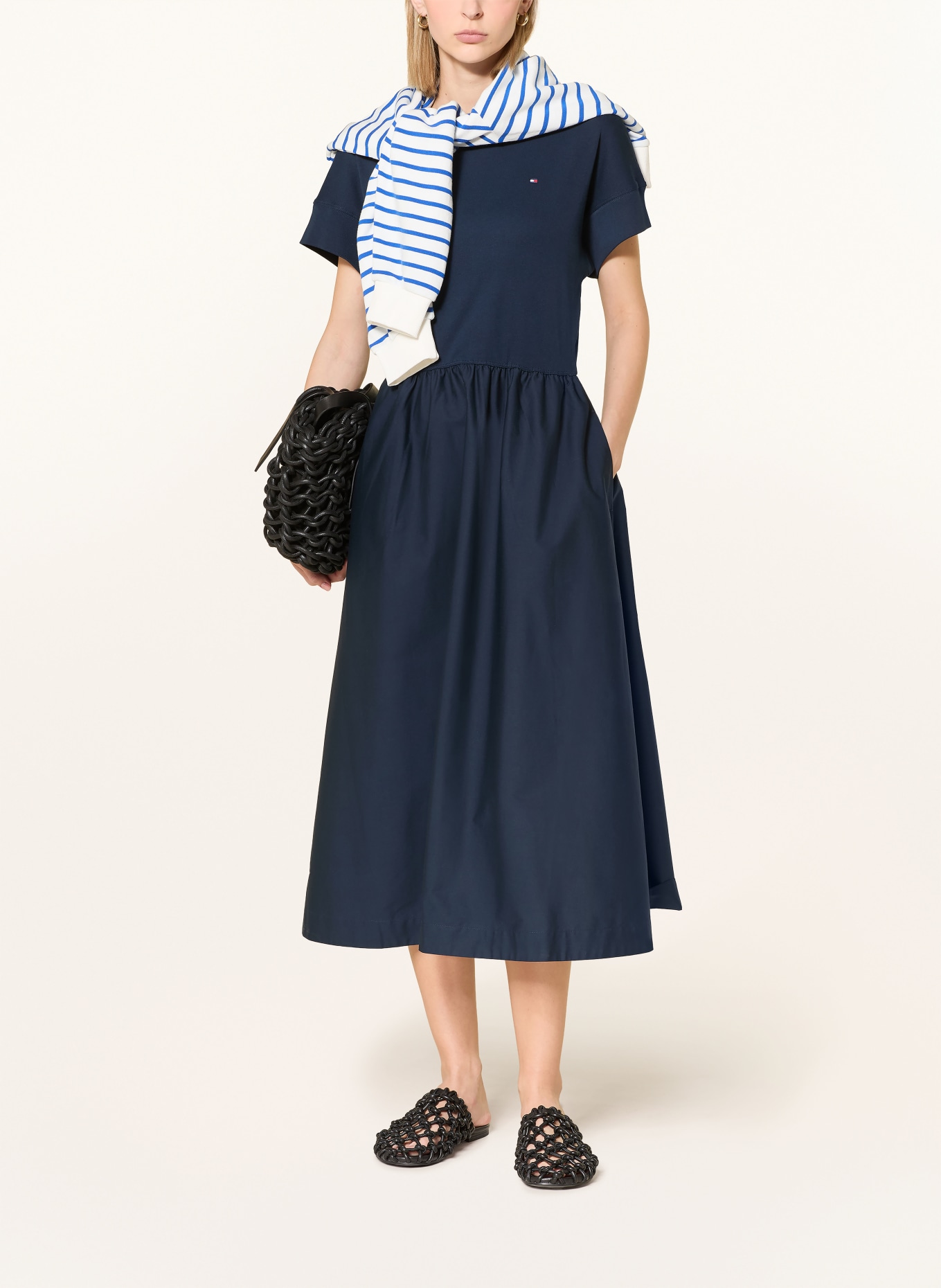 TOMMY HILFIGER Kleid CODY im Materialmix: DUNKELBLAU