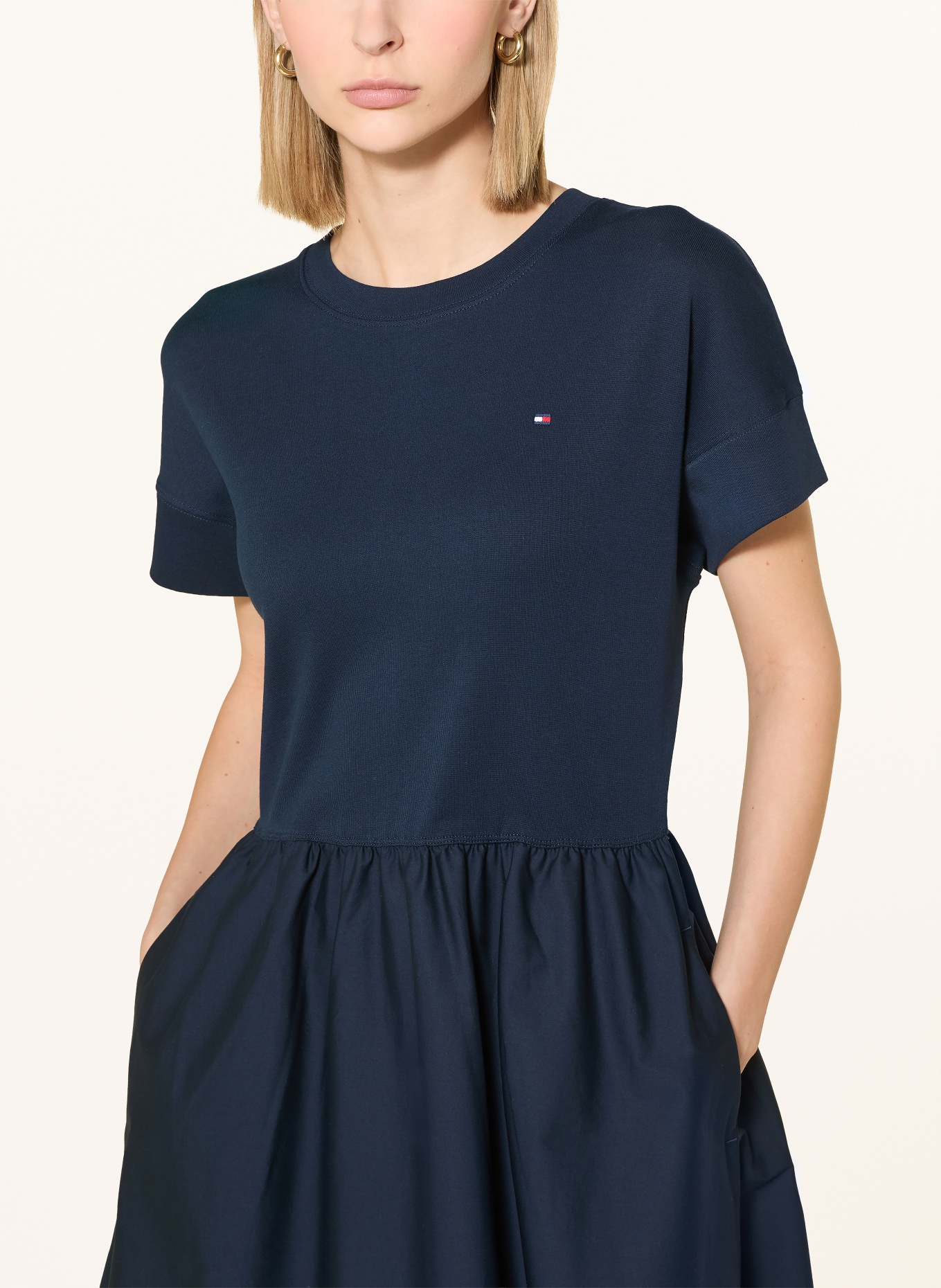 TOMMY HILFIGER Kleid CODY im Materialmix: DUNKELBLAU