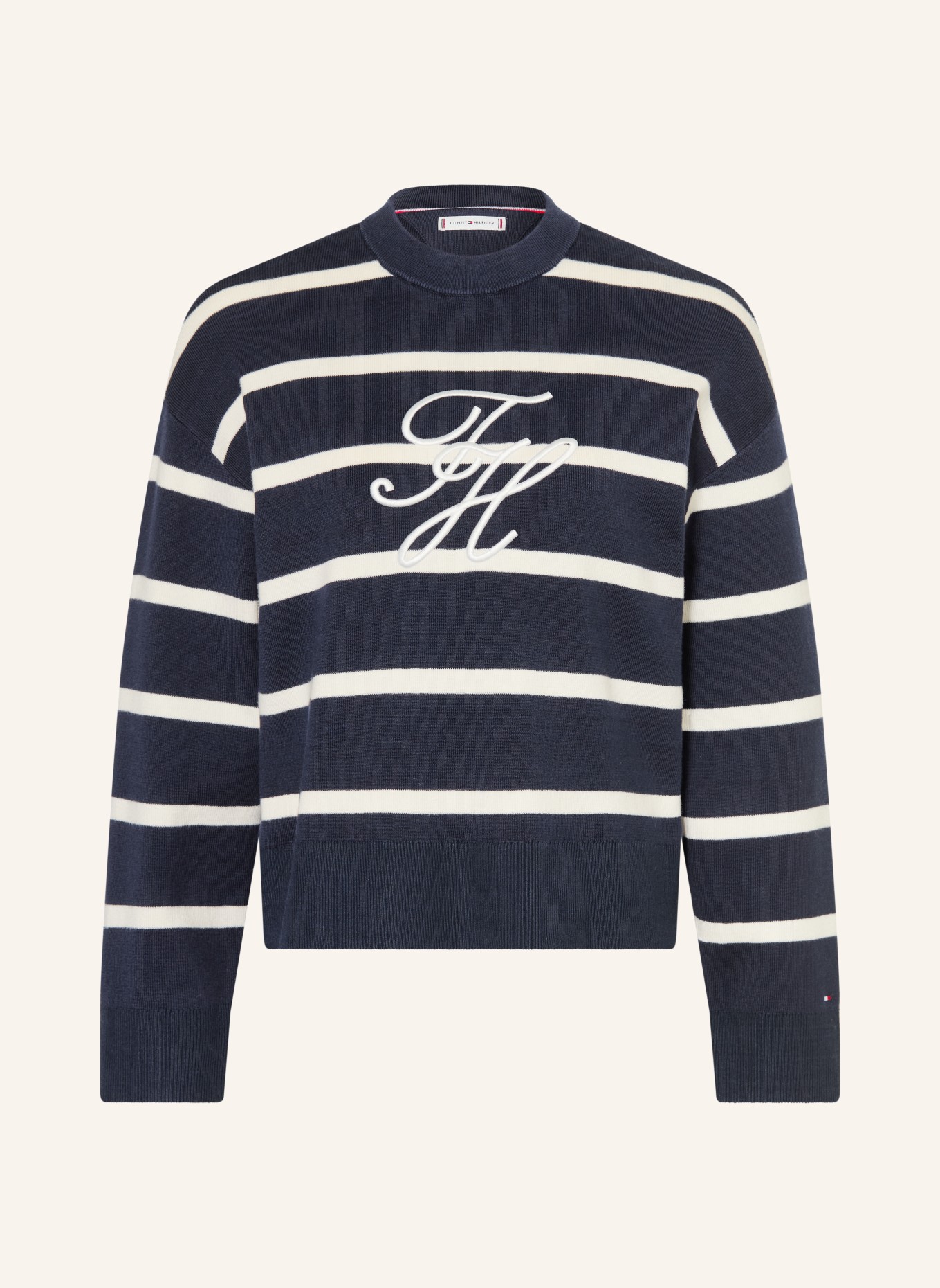 TOMMY HILFIGER sweater: DARK BLUE / WHITE