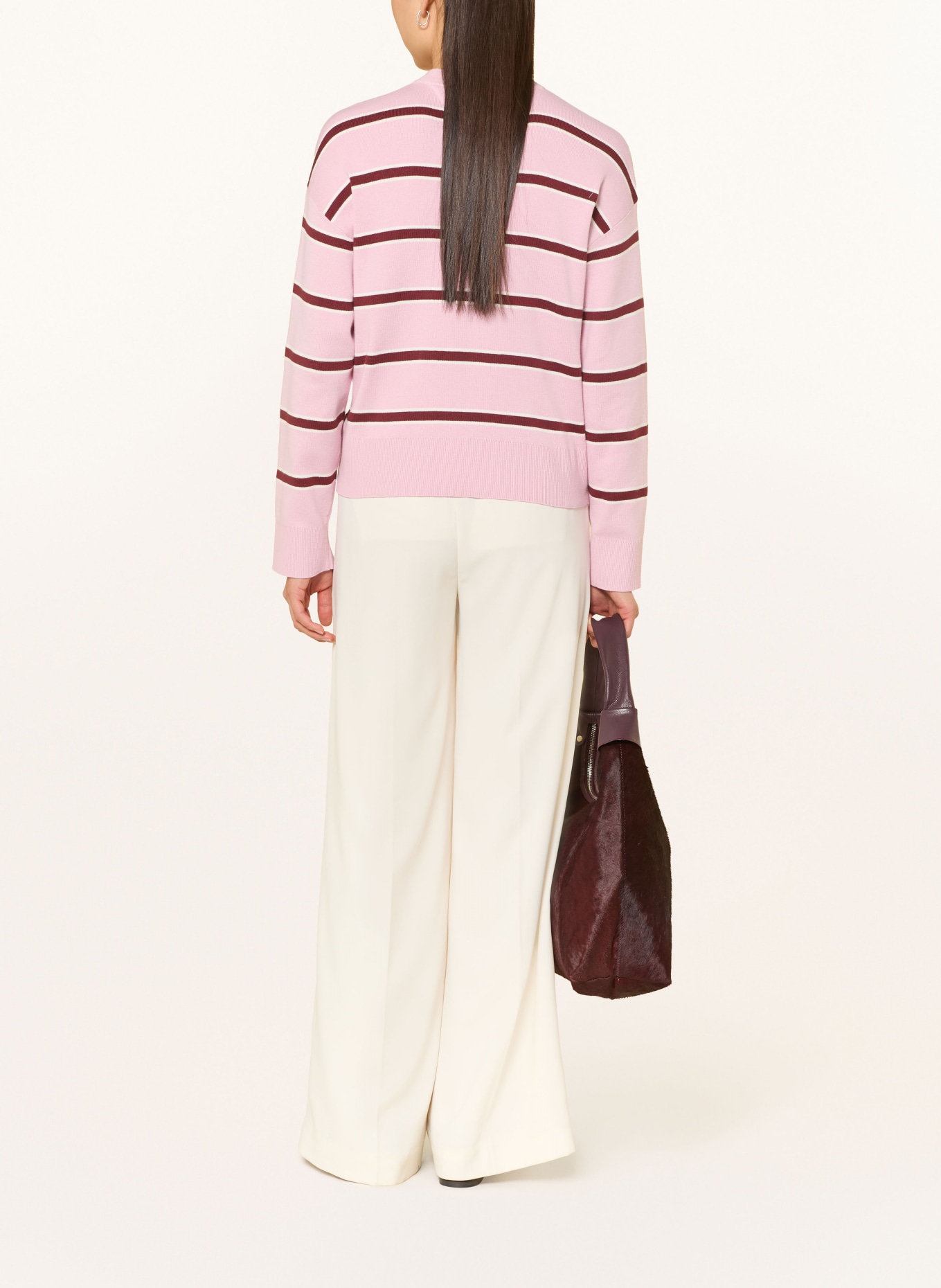 TOMMY HILFIGER svetr: RŮŽOVÁ / TMAVĚ ČERVENÁ / BÍLÁ