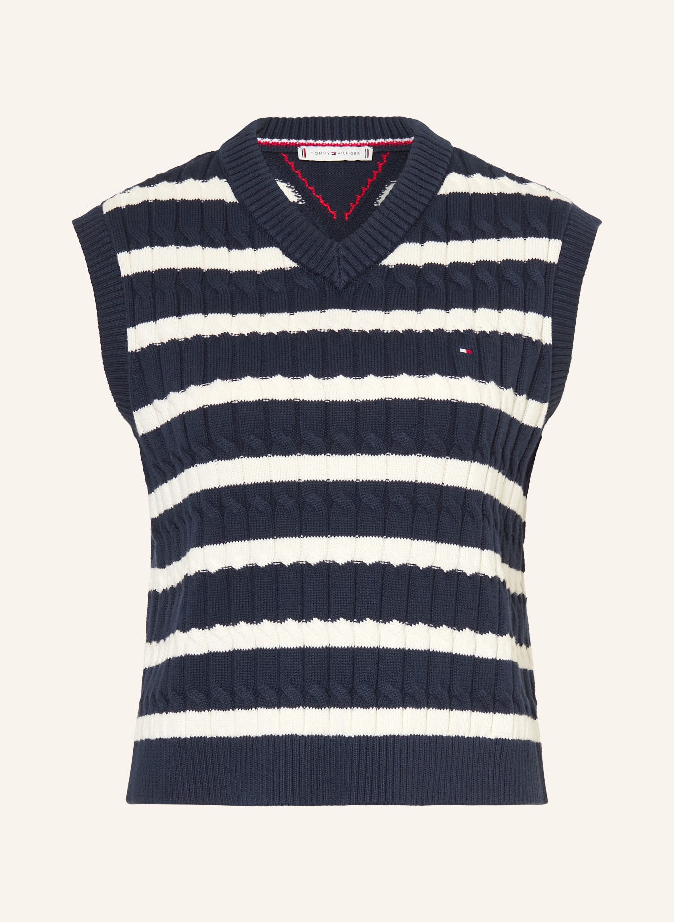 TOMMY HILFIGER Pullunder: DUNKELBLAU / WEISS