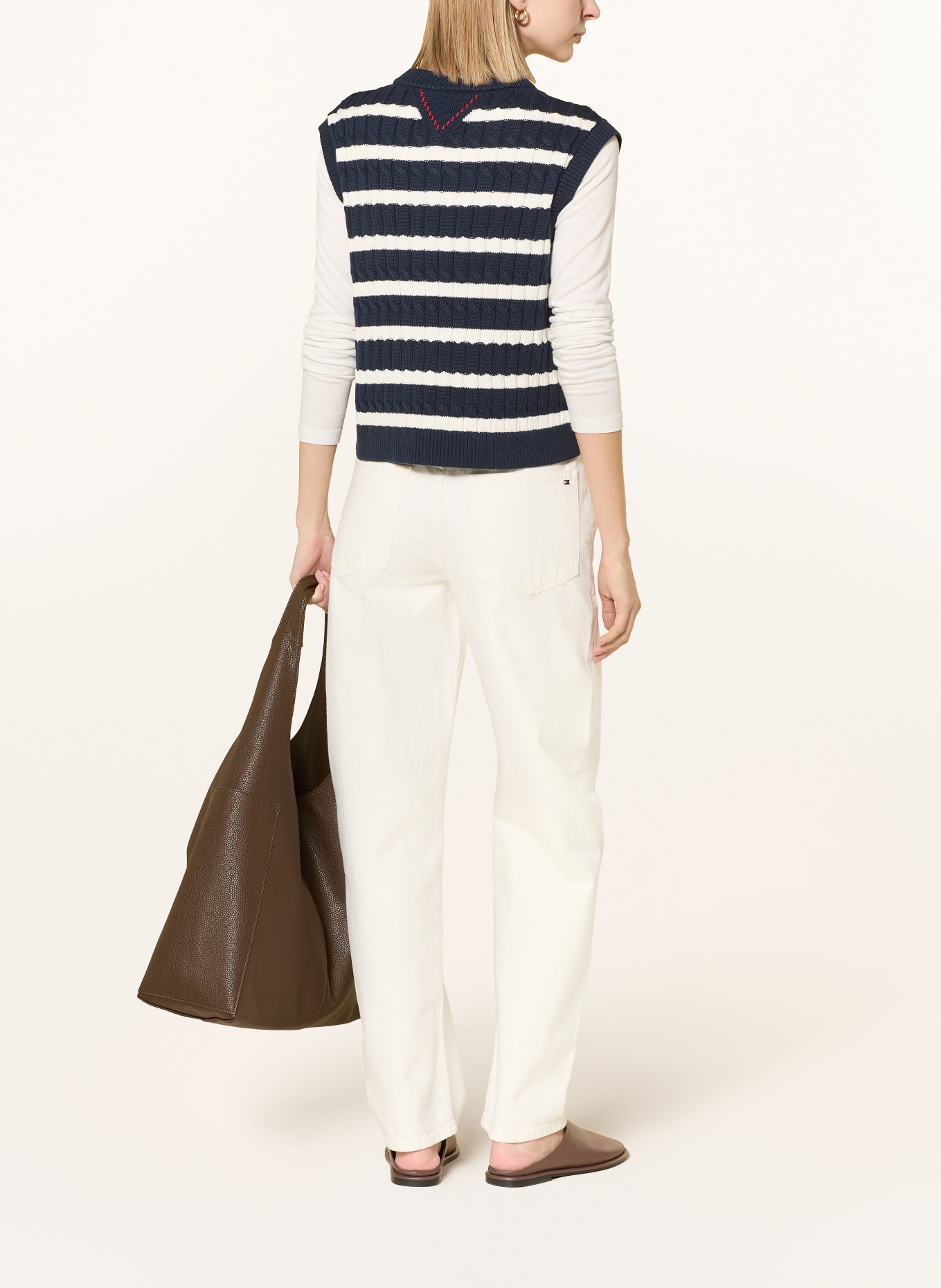 TOMMY HILFIGER Pullunder: DUNKELBLAU / WEISS