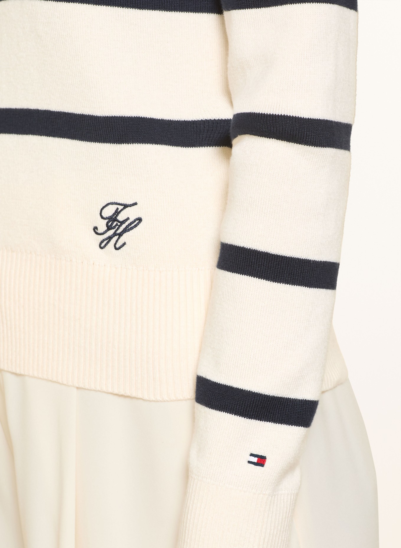 TOMMY HILFIGER Strickjacke: CREME / SCHWARZ