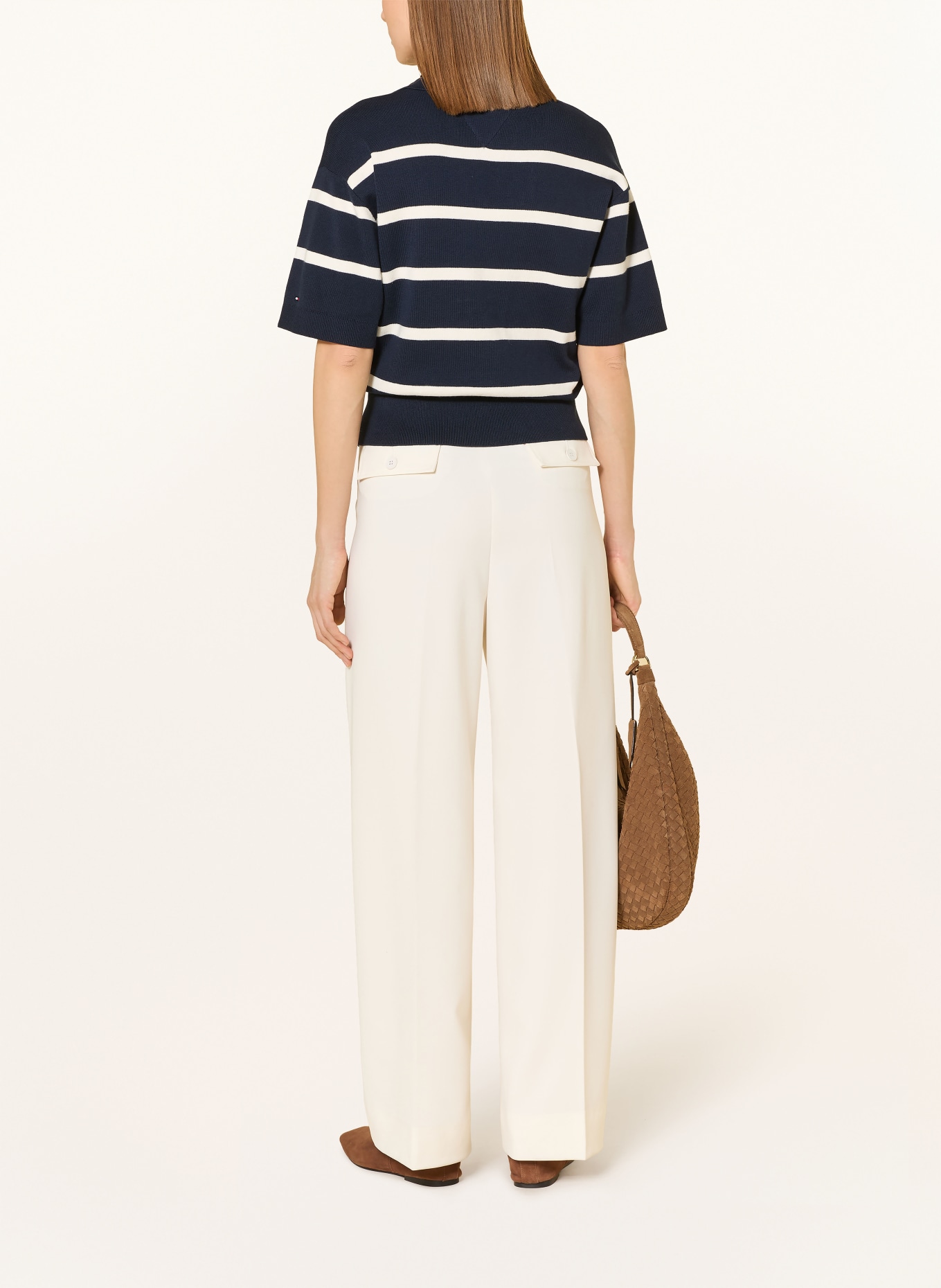 TOMMY HILFIGER koszulka z dzianiny: GRANATOWY / BIAŁY