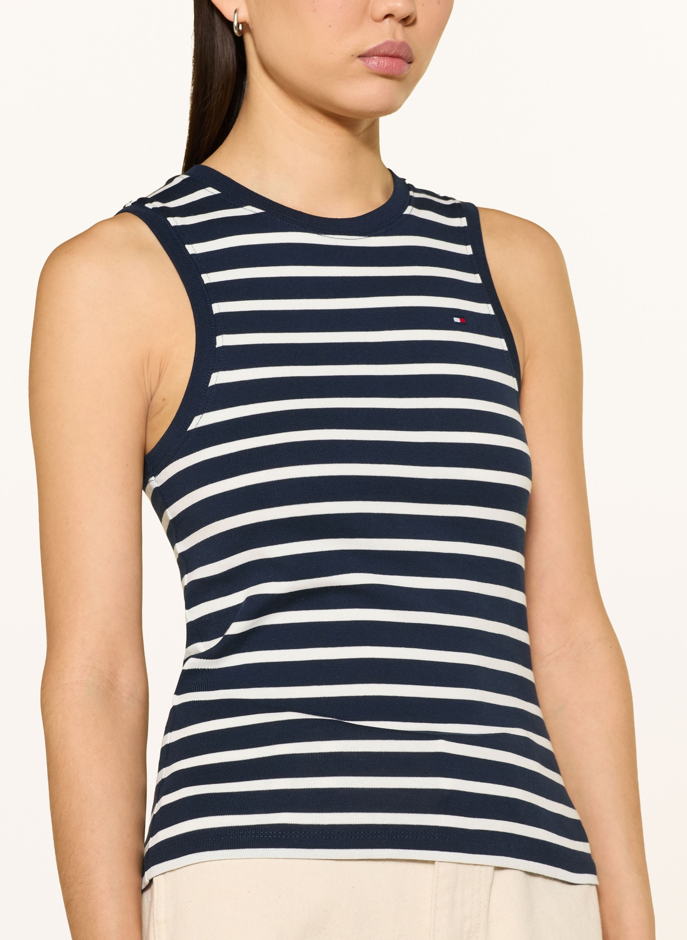 TOMMY HILFIGER Top: DUNKELBLAU / ECRU