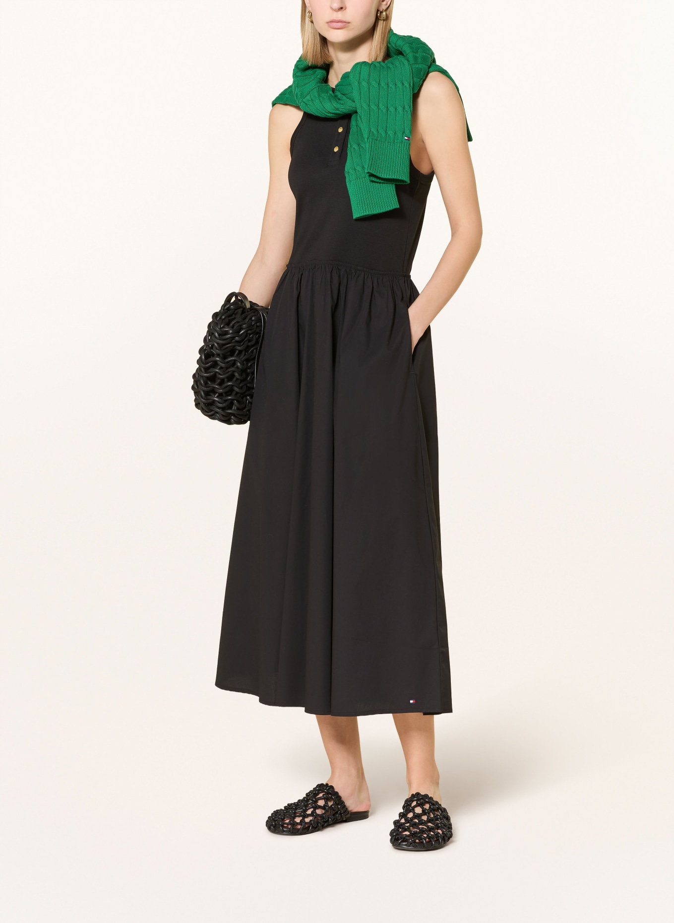 TOMMY HILFIGER Kleid im Materialmix: SCHWARZ
