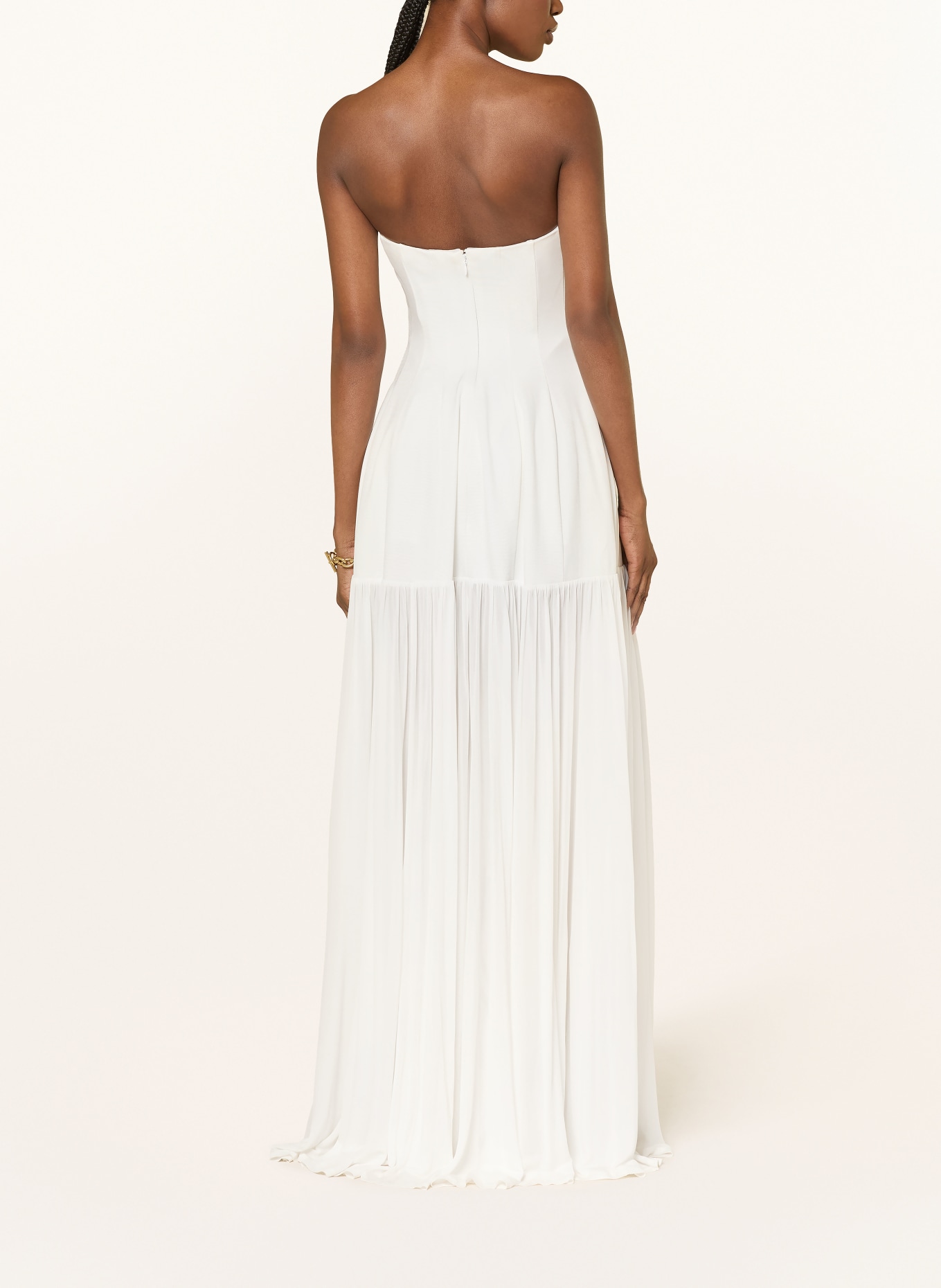 SIMKHAI Off-Shoulder-Kleid im Materialmix: WEISS