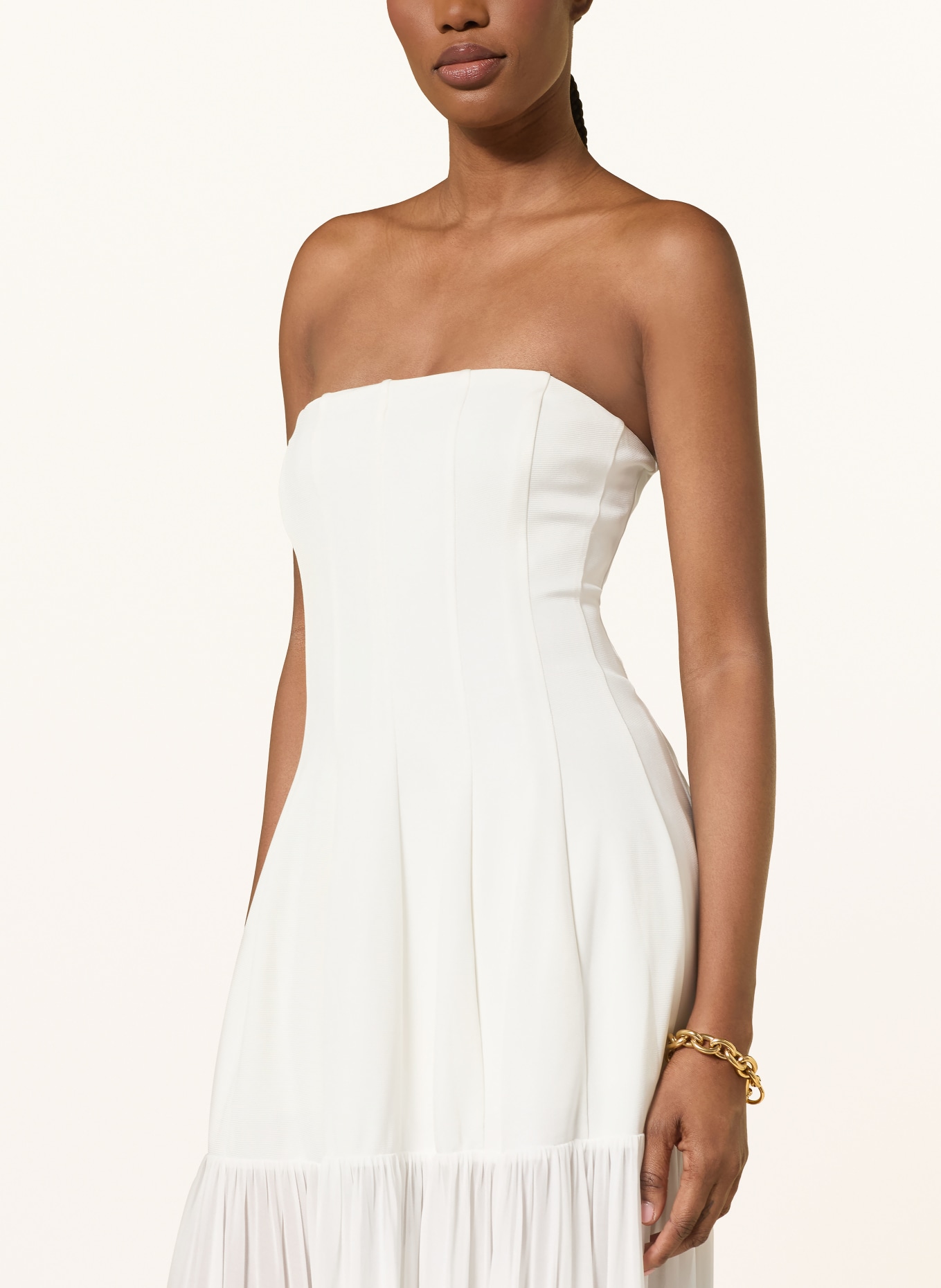 SIMKHAI Off-Shoulder-Kleid im Materialmix: WEISS