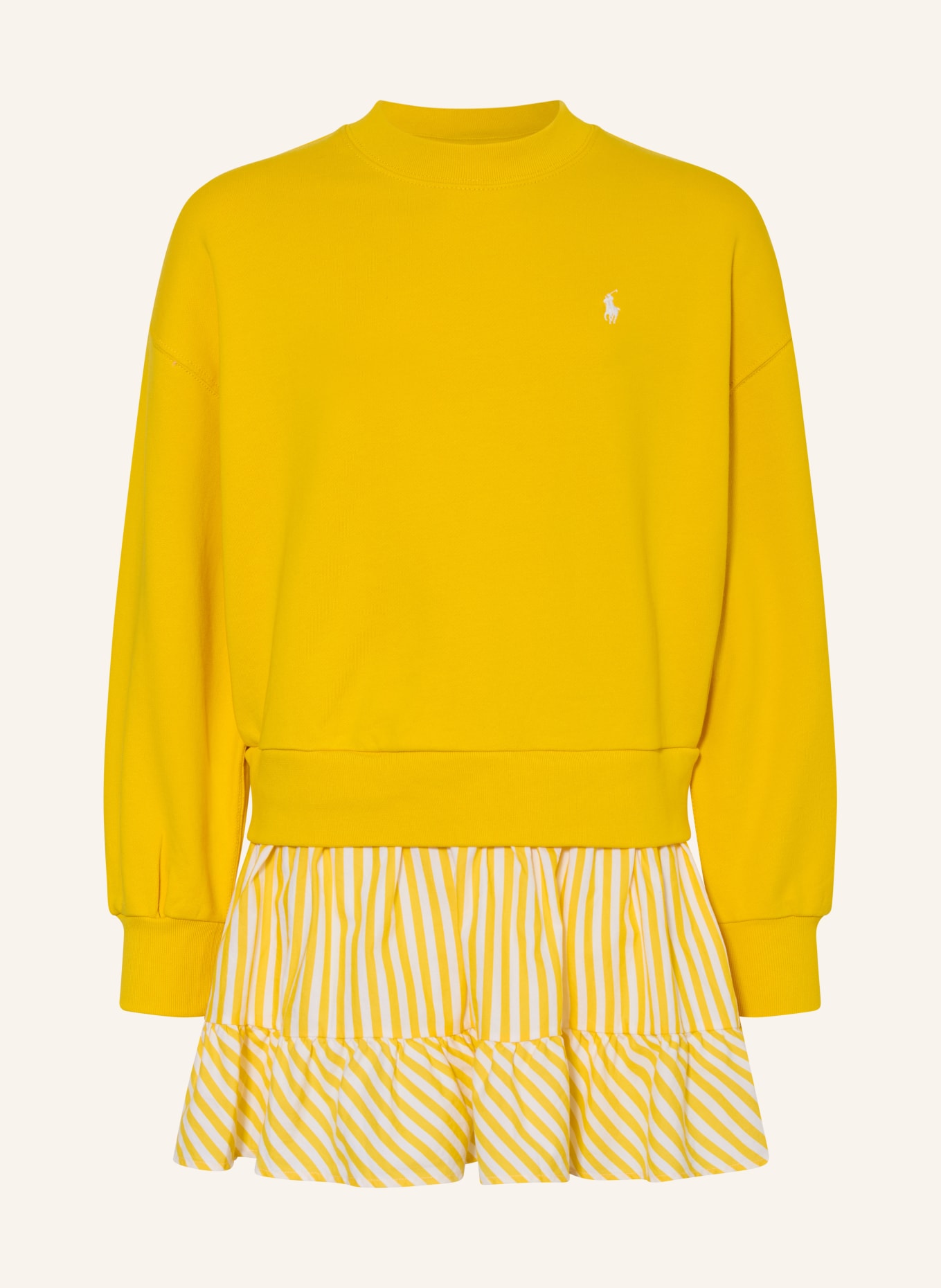 POLO RALPH LAUREN Sukienka z mieszanki materiałów: ŻÓŁTY / BIAŁY