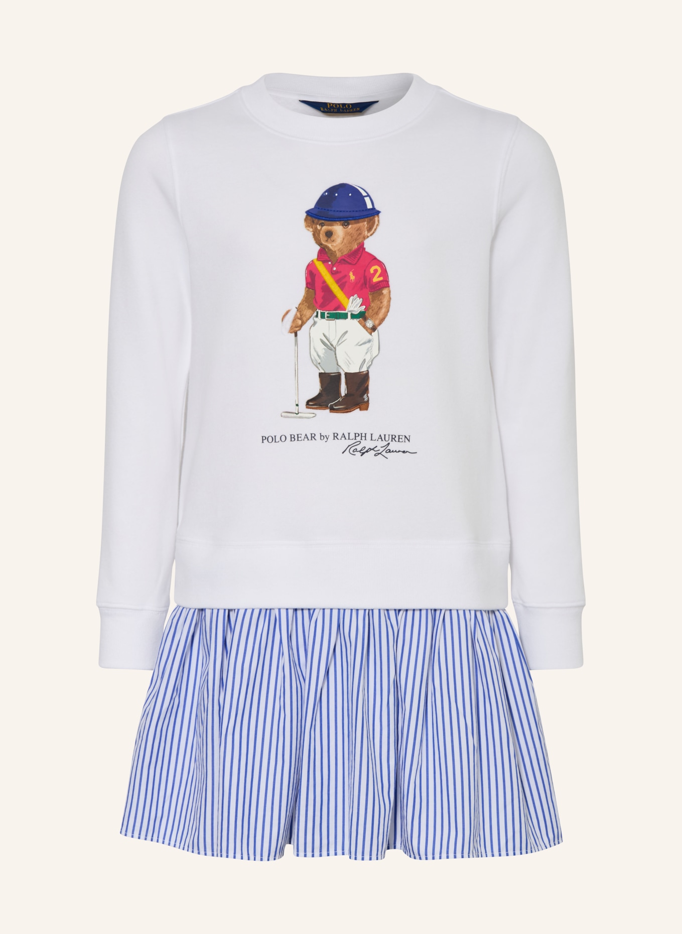 POLO RALPH LAUREN Kleid im Materialmix: WEISS / HELLBLAU