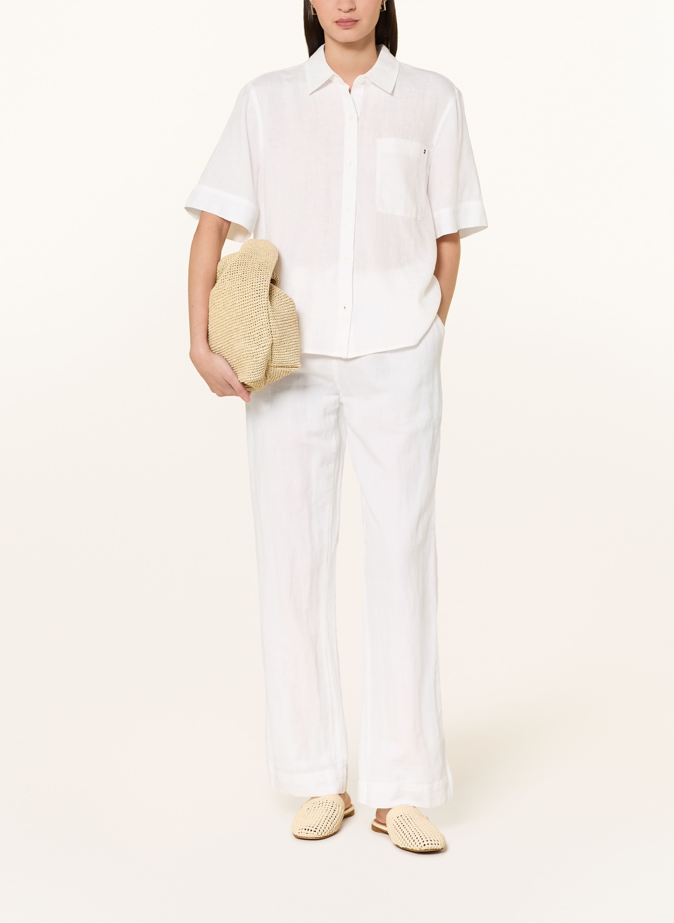 TOMMY HILFIGER Linen shirt blouse: WHITE