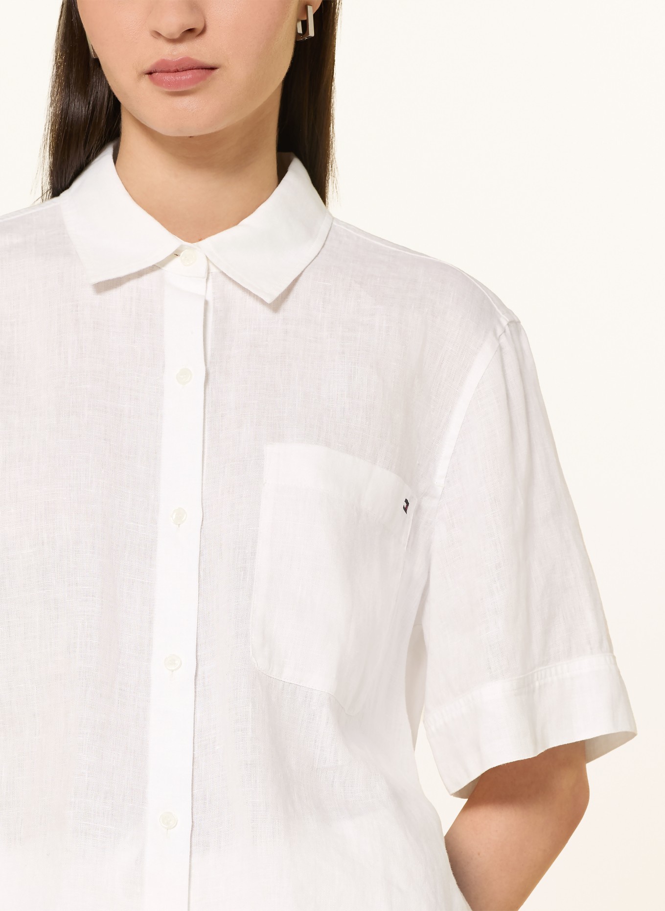 TOMMY HILFIGER Linen shirt blouse: WHITE