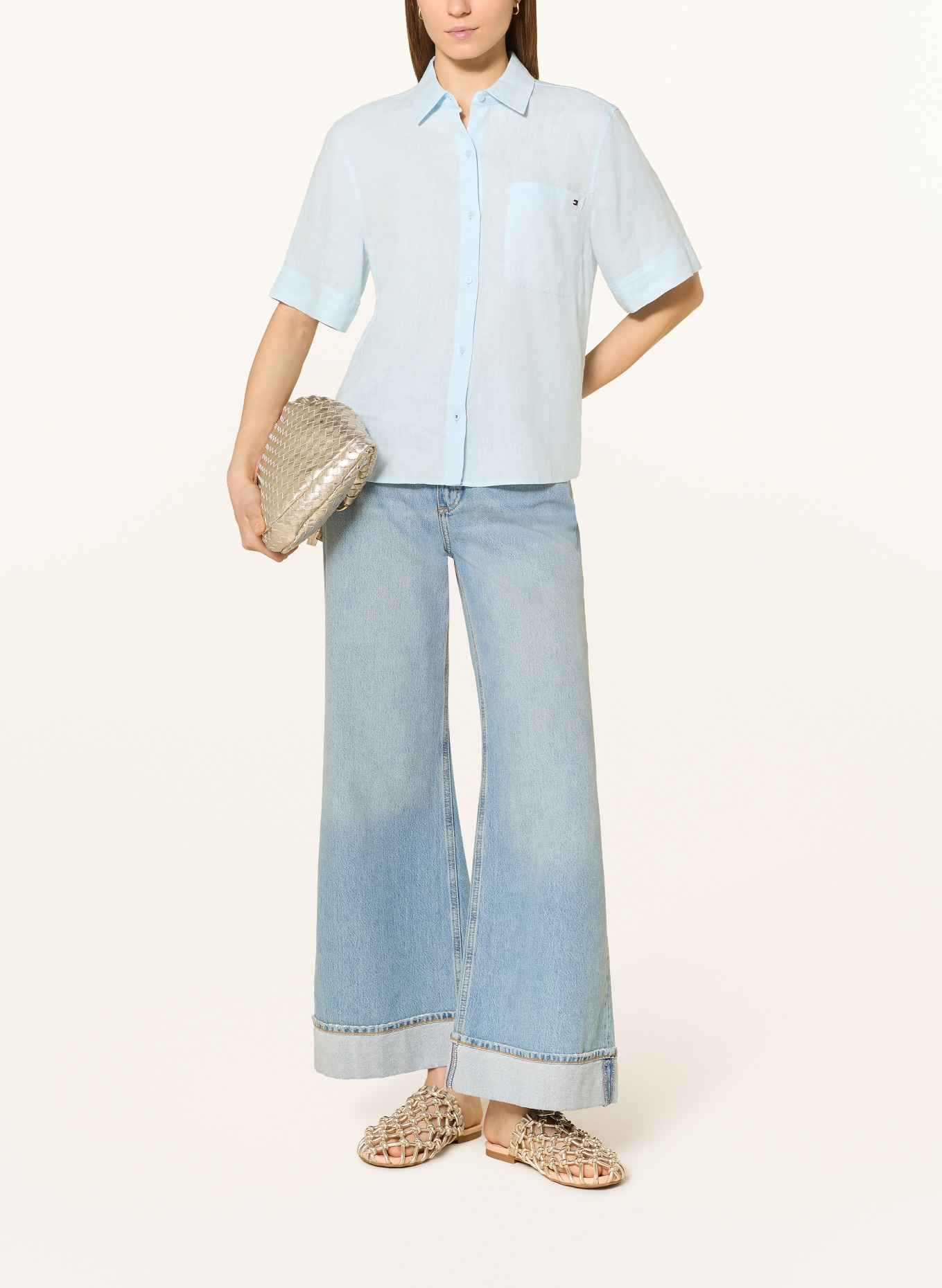 TOMMY HILFIGER Hemdbluse aus Leinen: HELLBLAU