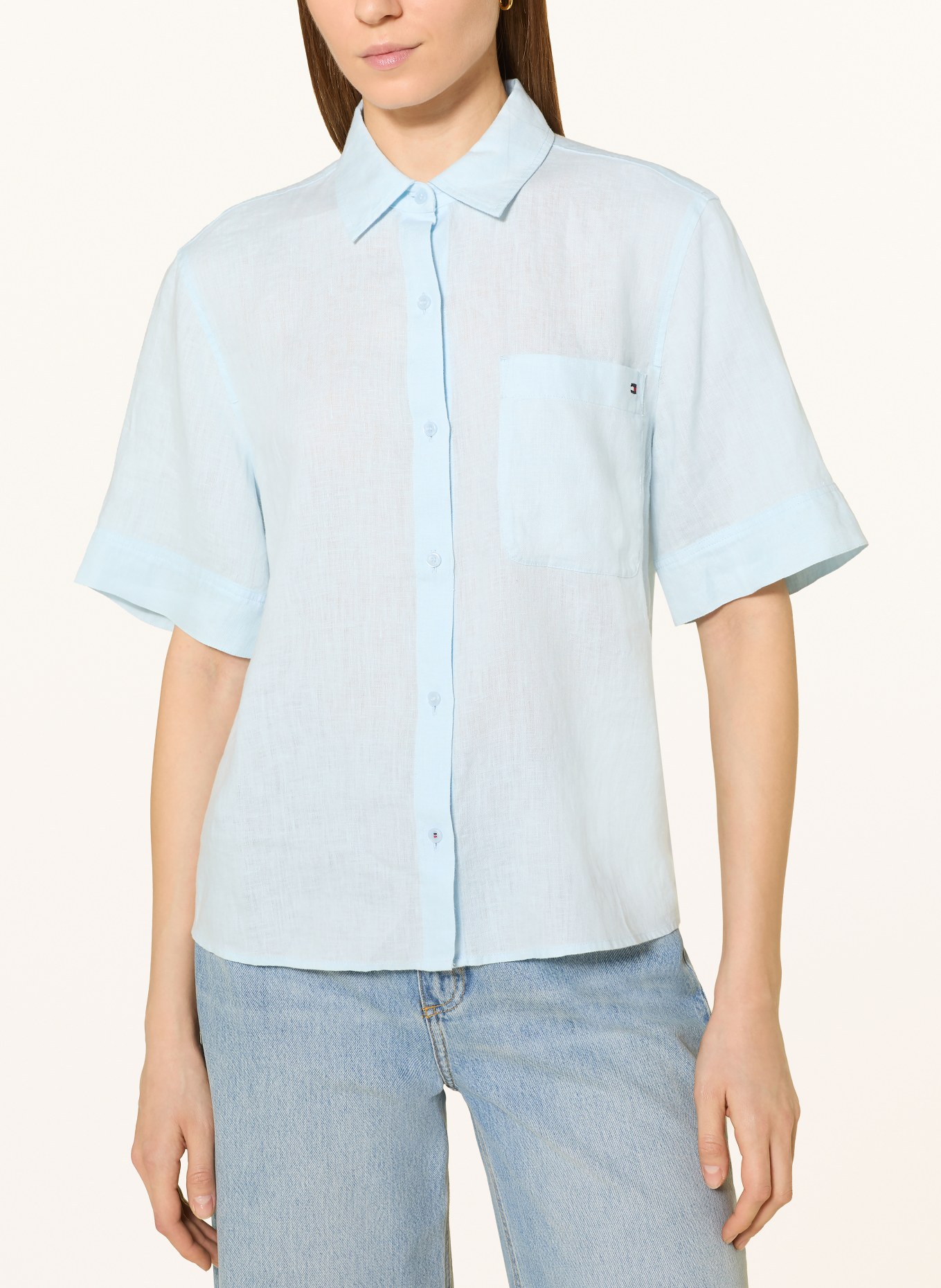 TOMMY HILFIGER Hemdbluse aus Leinen: HELLBLAU