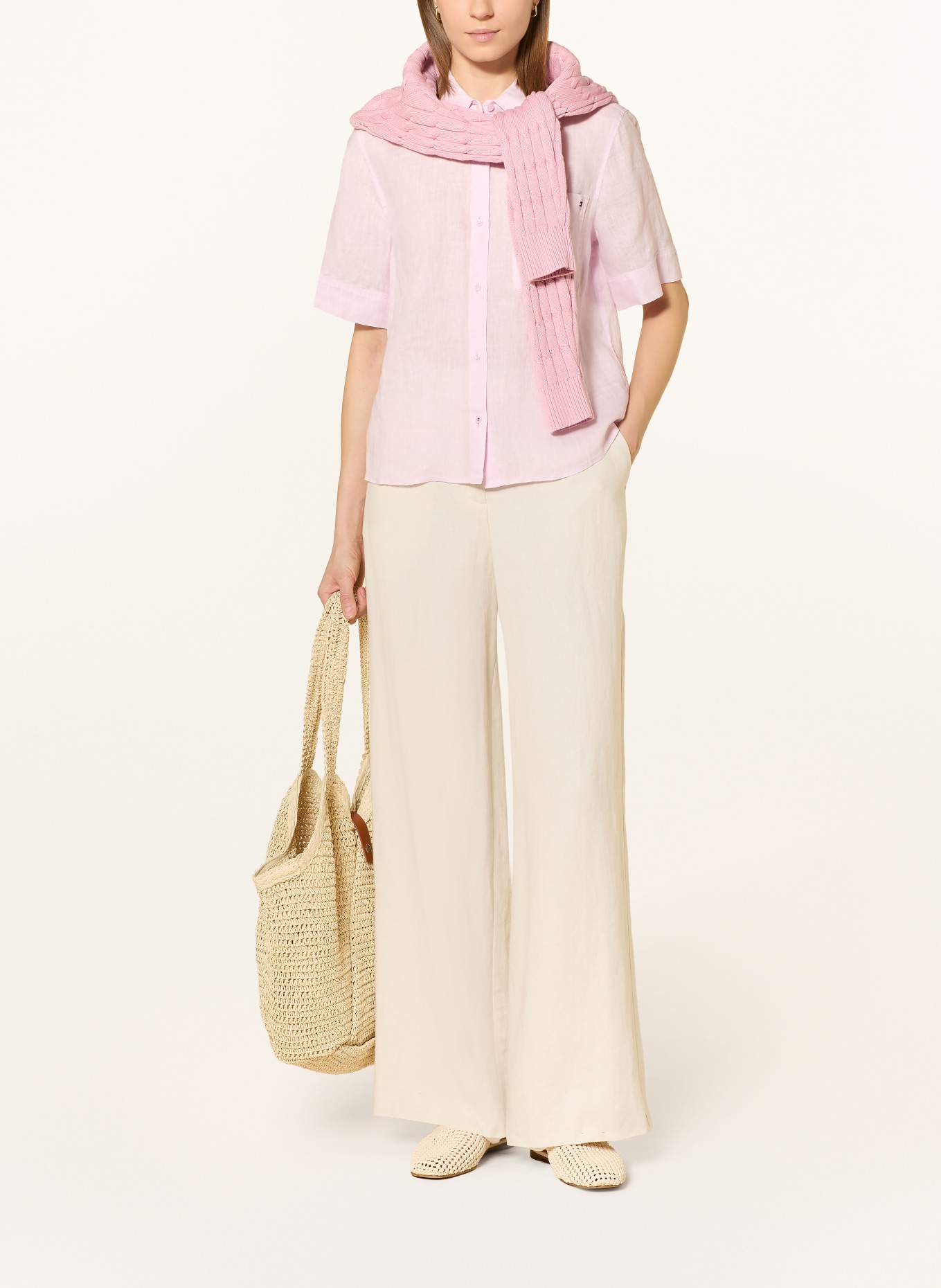 TOMMY HILFIGER Linen shirt blouse: LIGHT PINK