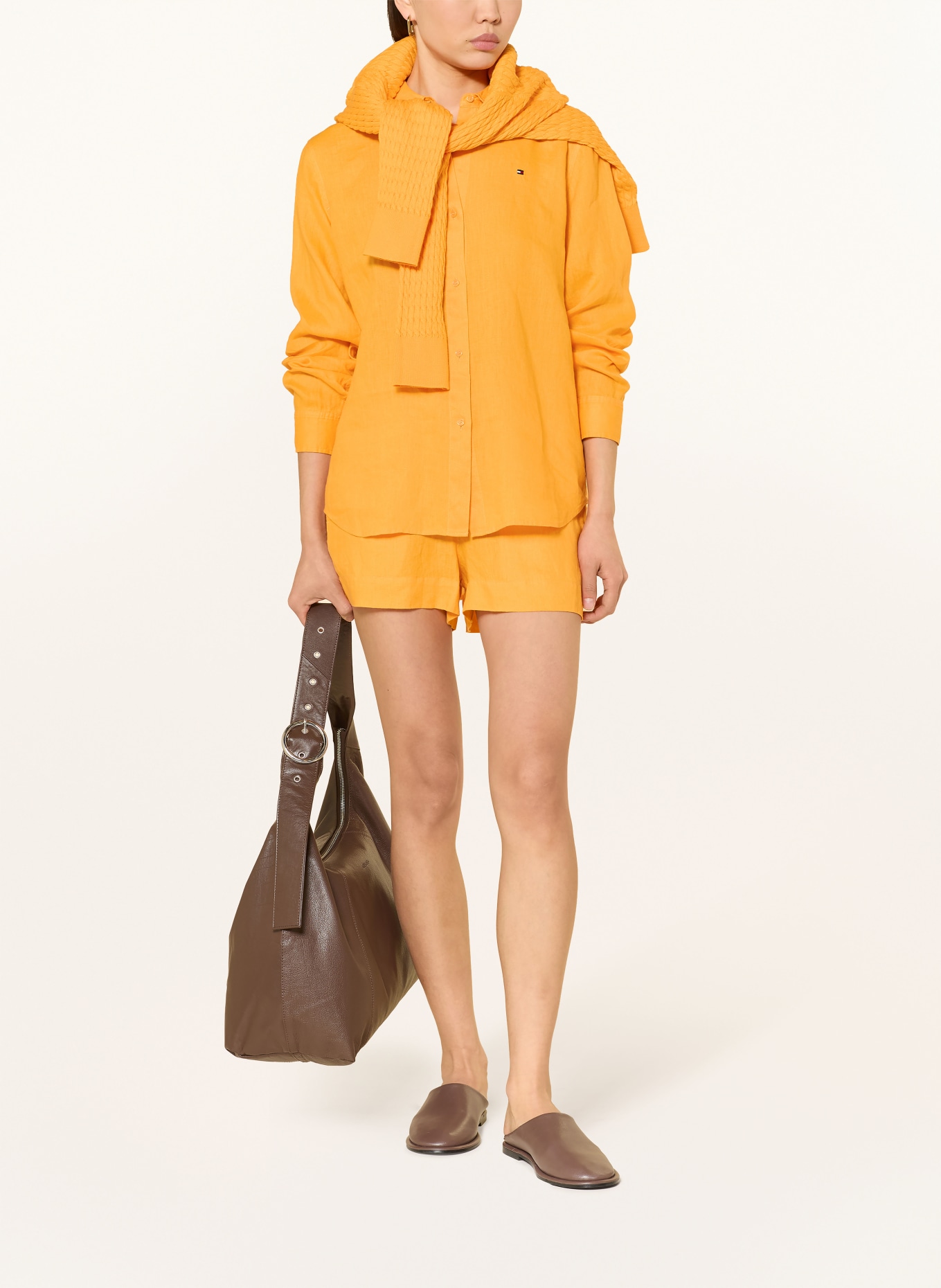 TOMMY HILFIGER linen shorts: NEON ORANGE