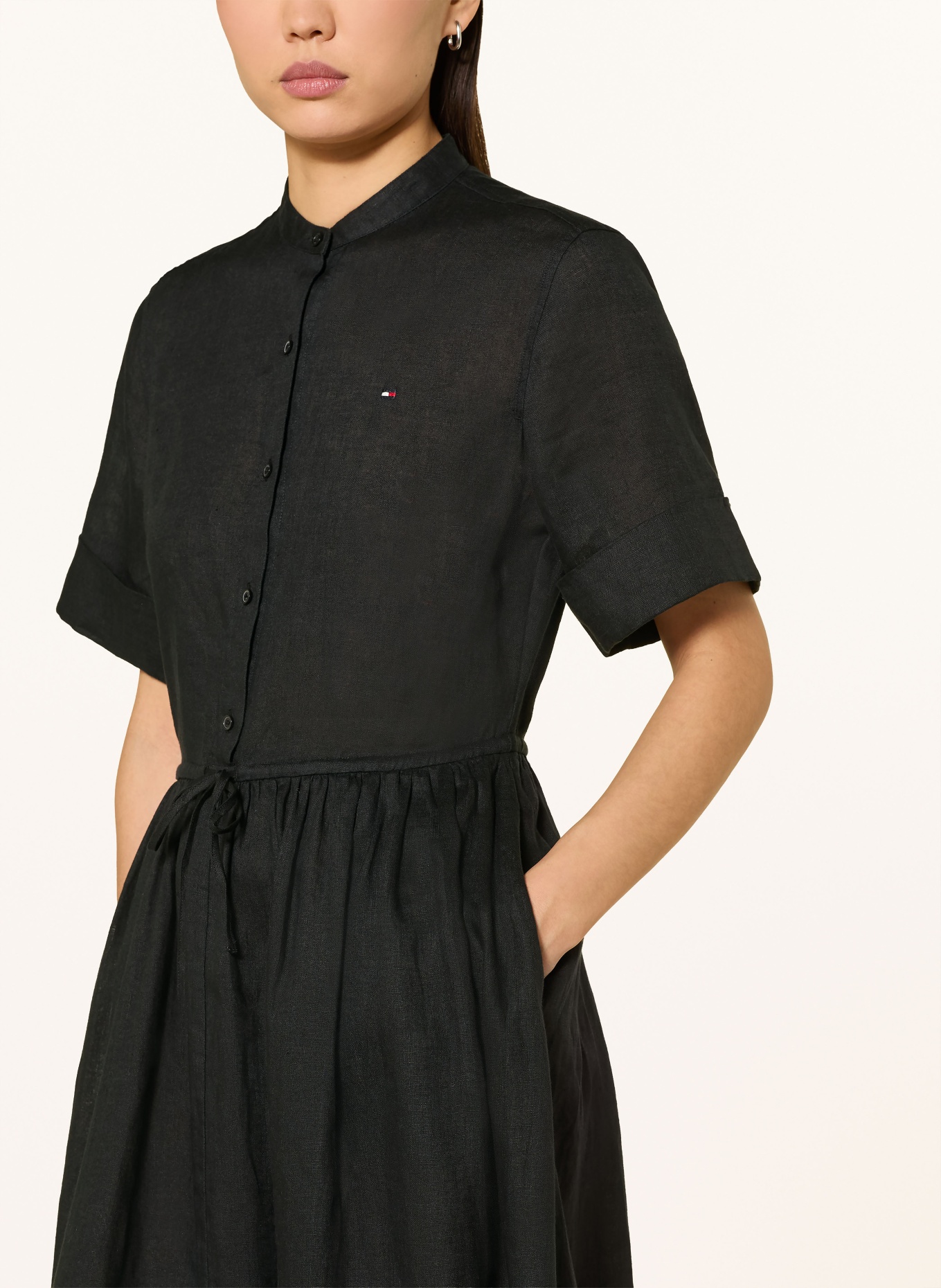 TOMMY HILFIGER robe en lin: NOIR