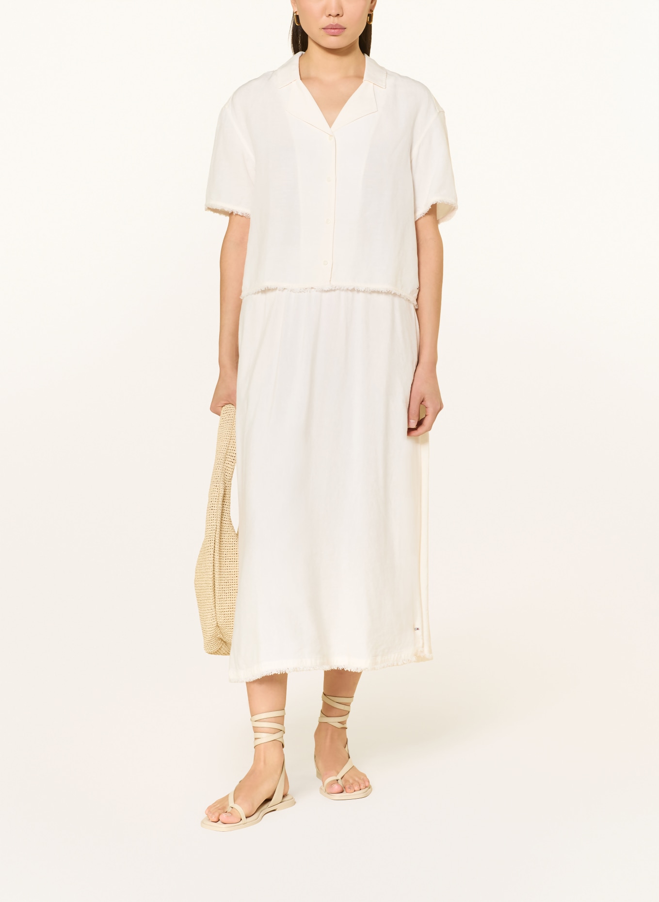 TOMMY HILFIGER Blouse shirt with linen: WHITE