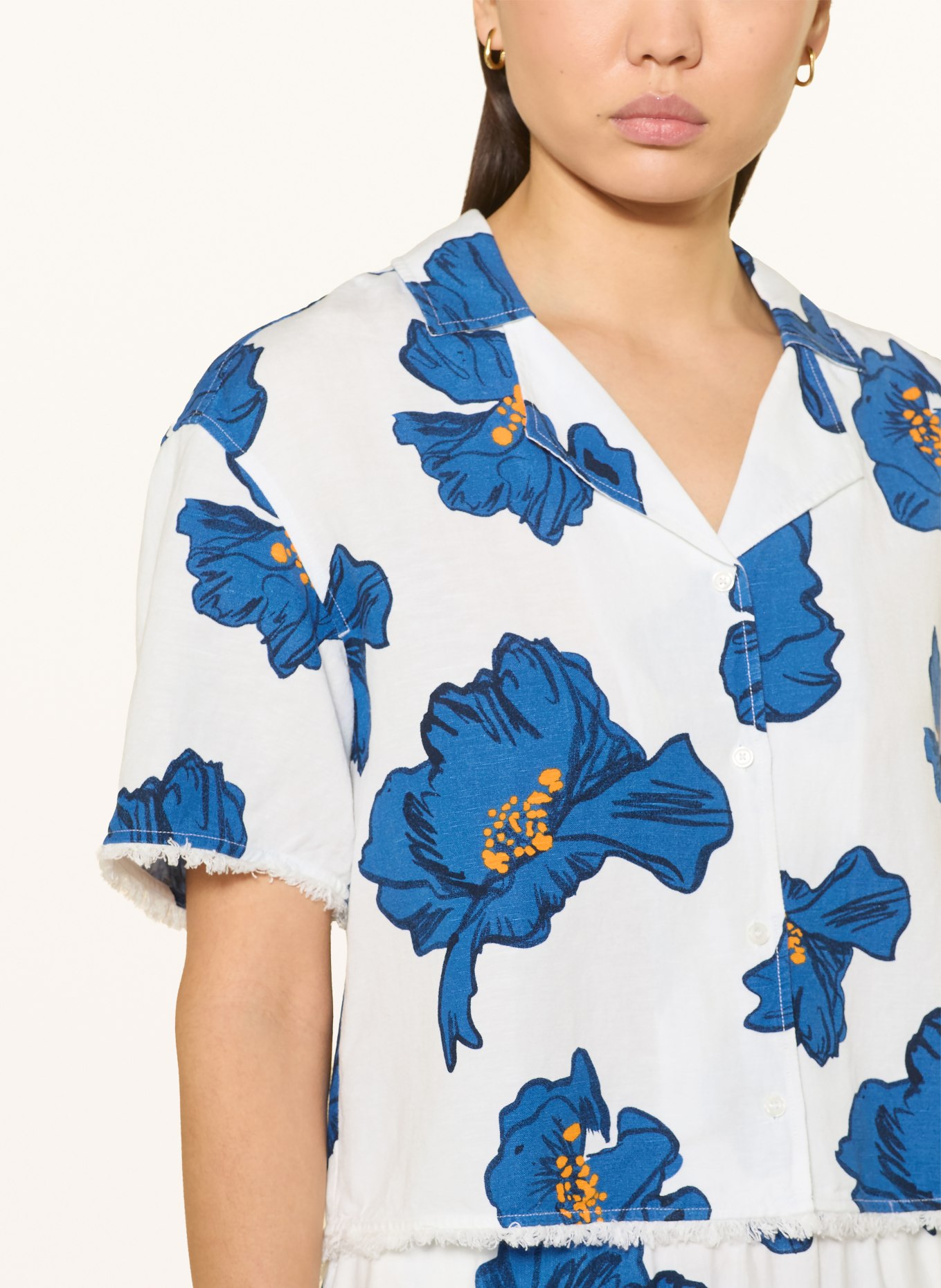 TOMMY HILFIGER Chemisier en lin: CRÈME / BLEU