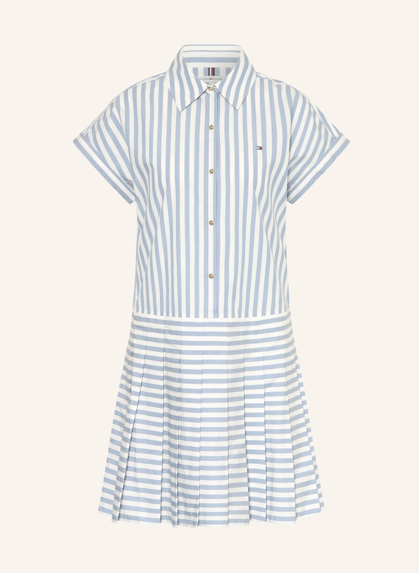 TOMMY HILFIGER robe chemise: BLEU CLAIR / ÉCRU