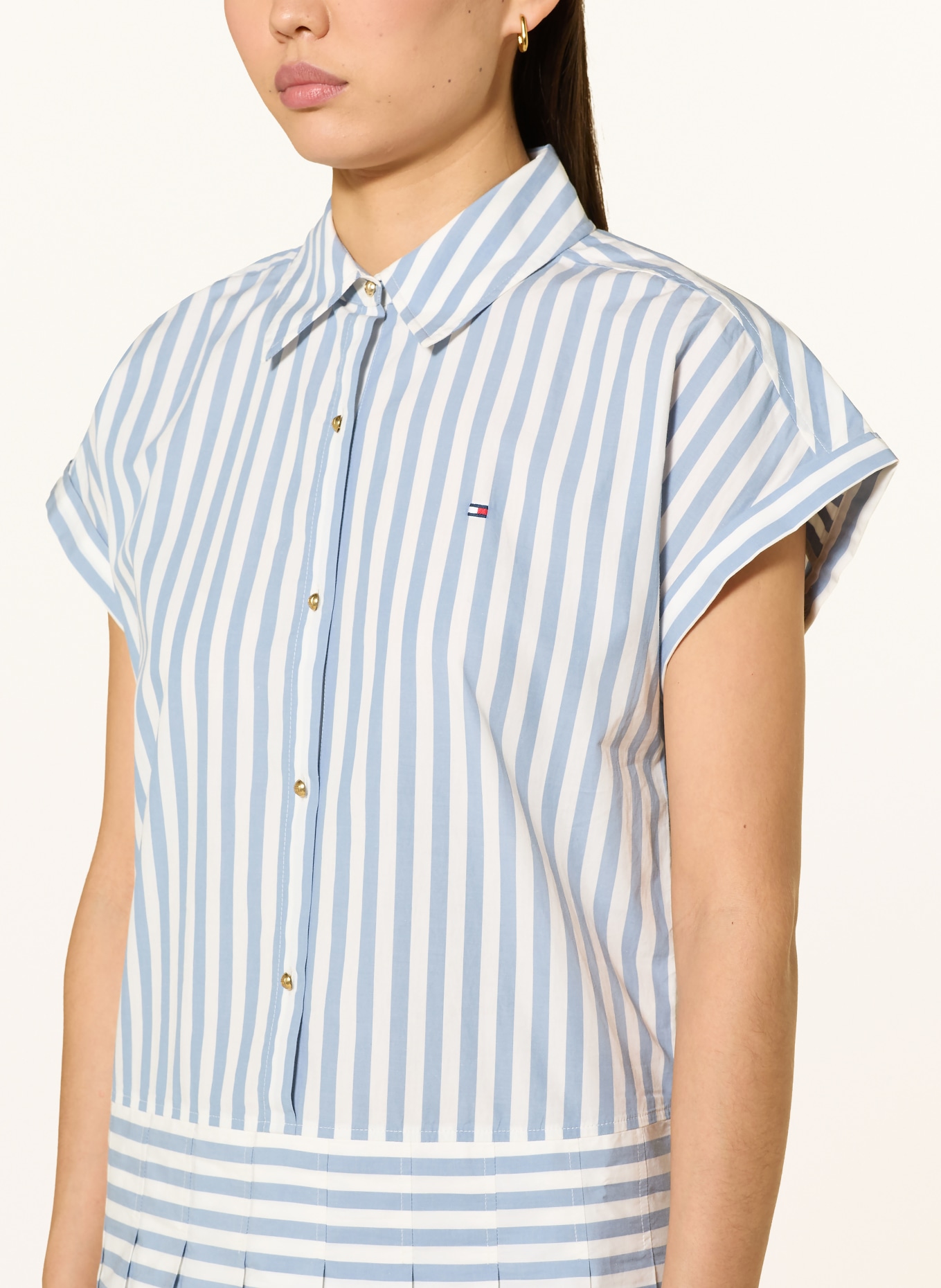 TOMMY HILFIGER robe chemise: BLEU CLAIR / ÉCRU