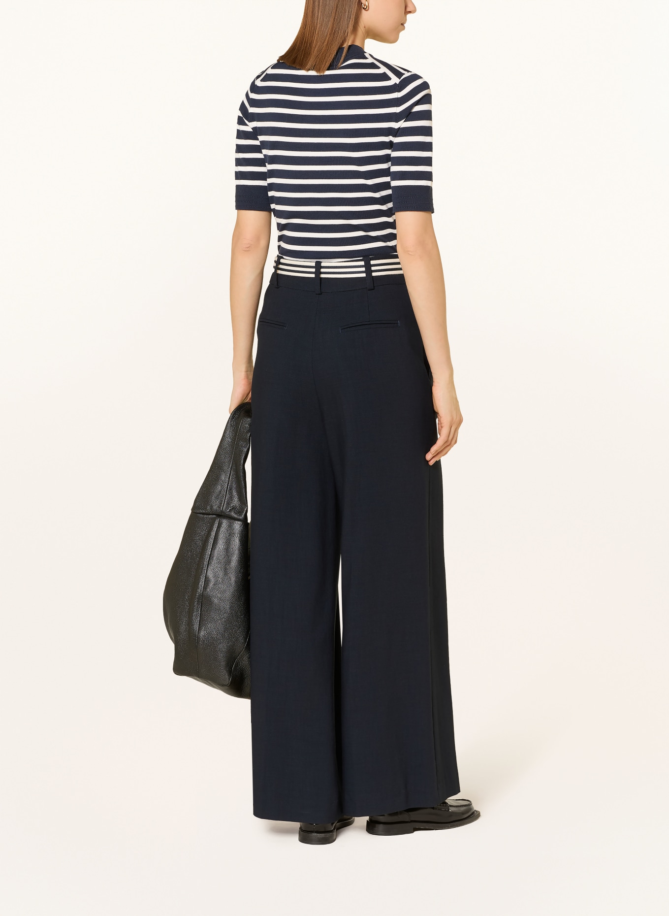 TOMMY HILFIGER pletené tričko: BÍLÁ / TMAVĚ MODRÁ