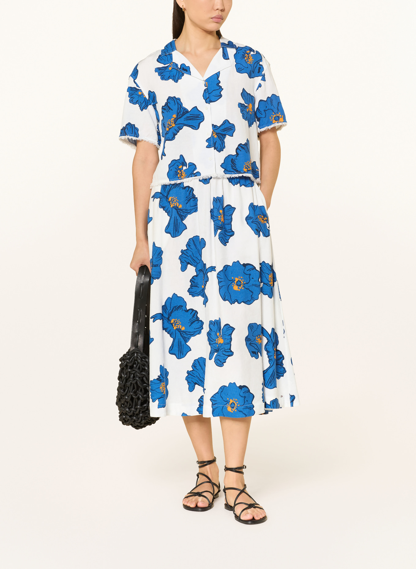 TOMMY HILFIGER Jupe en lin: BLANC / BLEU