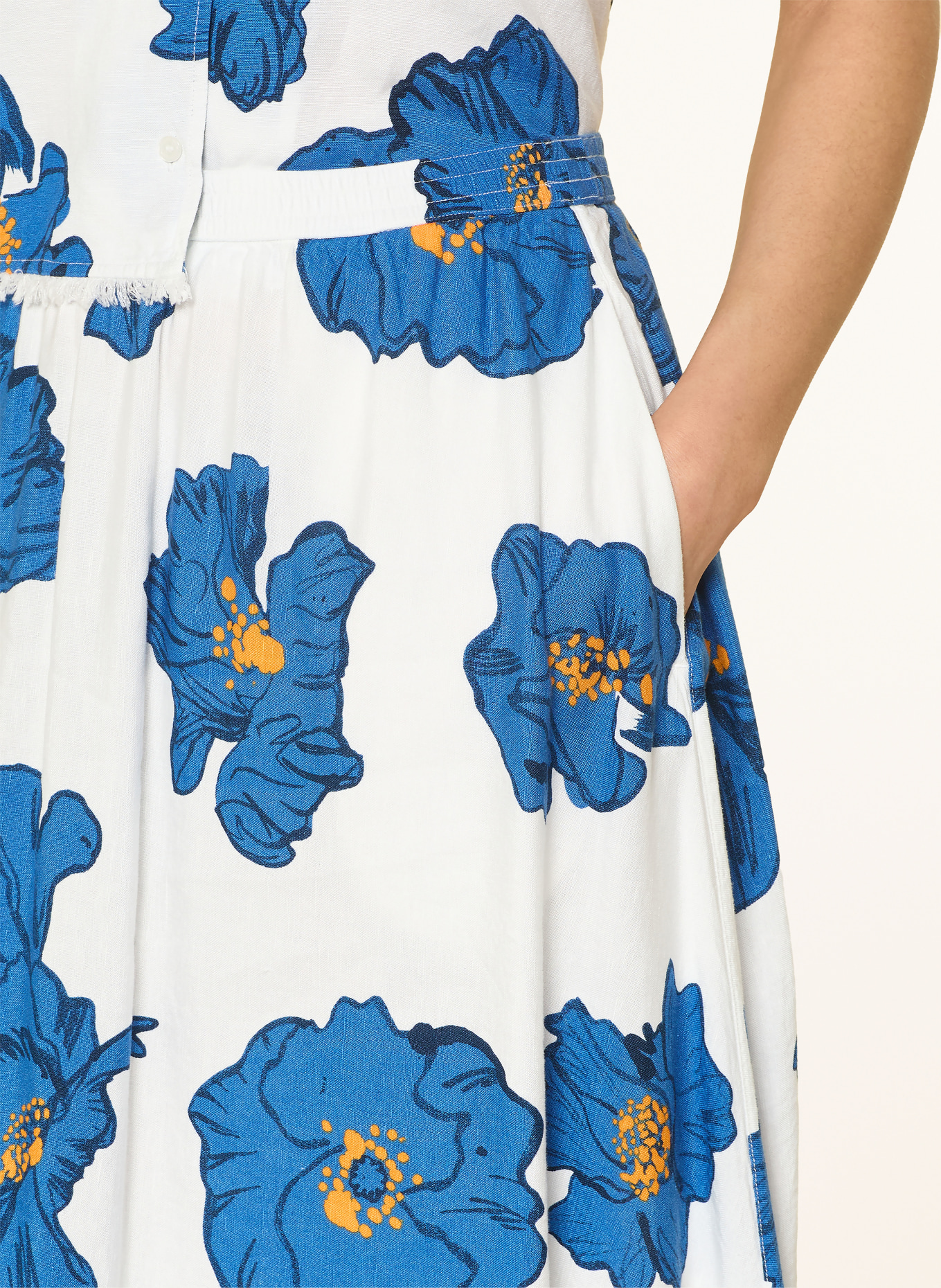 TOMMY HILFIGER Jupe en lin: BLANC / BLEU