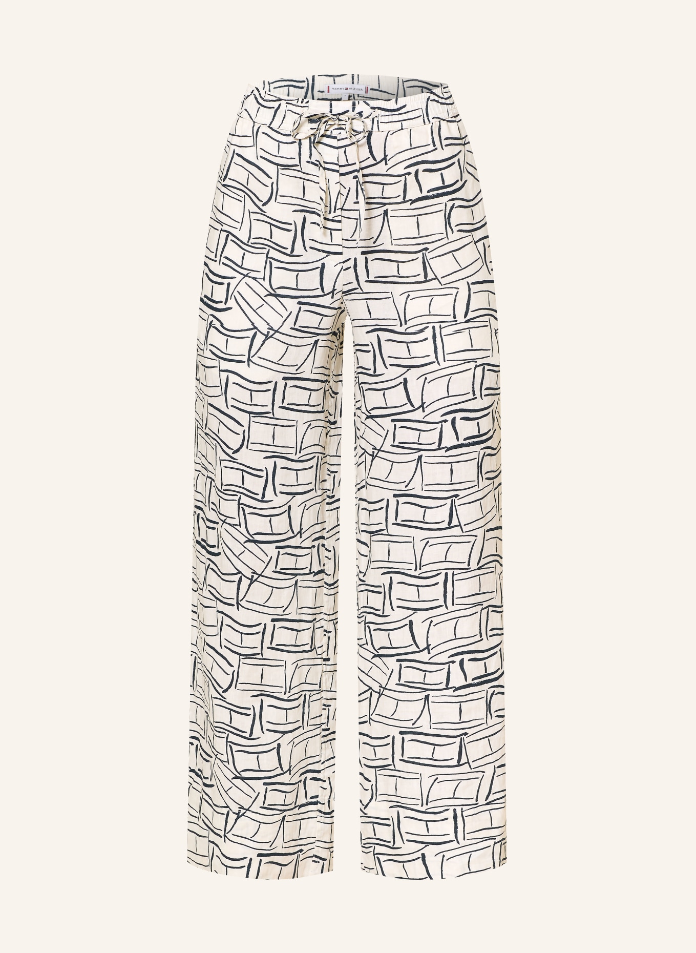 TOMMY HILFIGER Leinenhose: WEISS / DUNKELBLAU