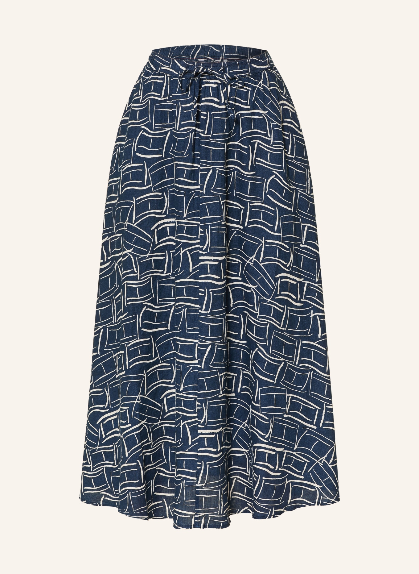 TOMMY HILFIGER linnen rok: DONKERBLAUW / WIT