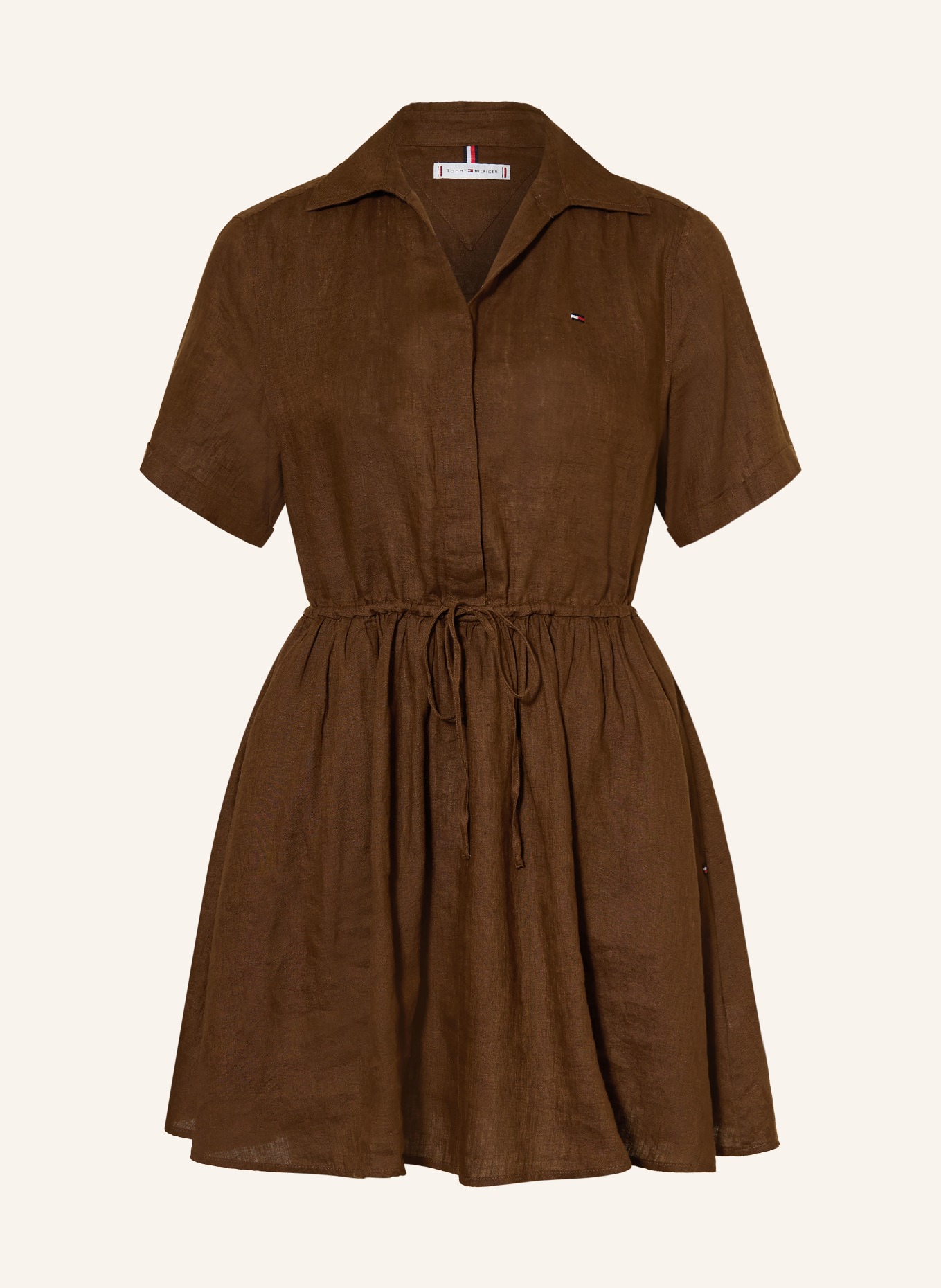 TOMMY HILFIGER linnen jurk: MARRON FONCÉ